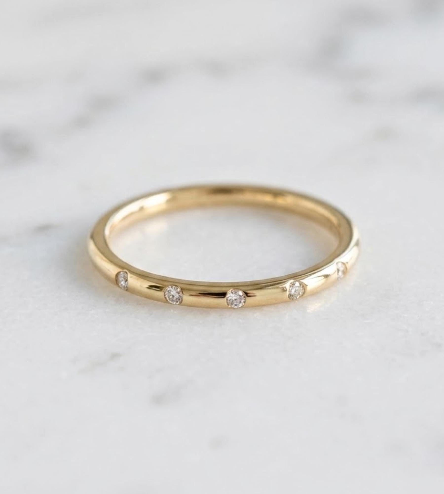 Dainty Stacking Ring, Half Eternity Ring, Gold Ring, Moissanite Ring, Simple Ring, Minimalist Ring, Gift for Her, Sterling Silver Ring