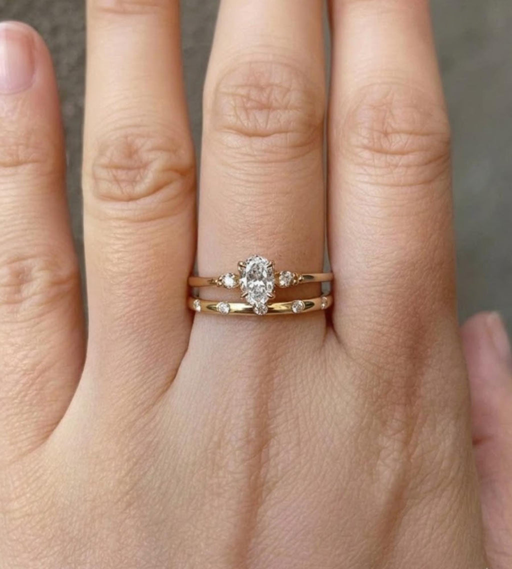 Dainty Stacking Ring, Half Eternity Ring, Gold Ring, Moissanite Ring, Simple Ring, Minimalist Ring, Gift for Her, Sterling Silver Ring