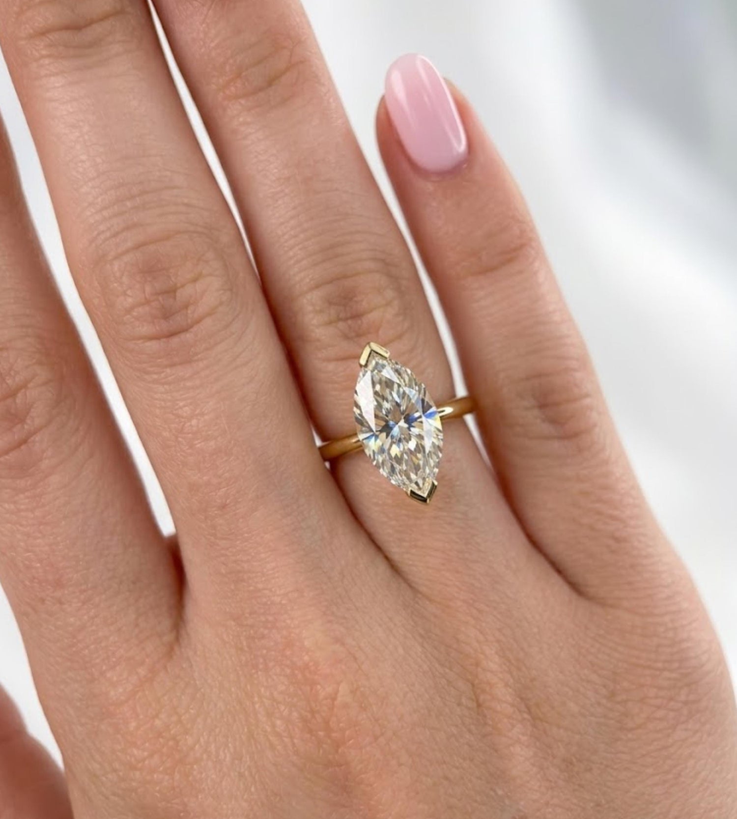1.00 to 5.00ct Marquise Cut Moissanite Engagement Ring | 14K Gold Solitaire Promise Ring | Delicate Proposal Anniversary Bridal Jewelry