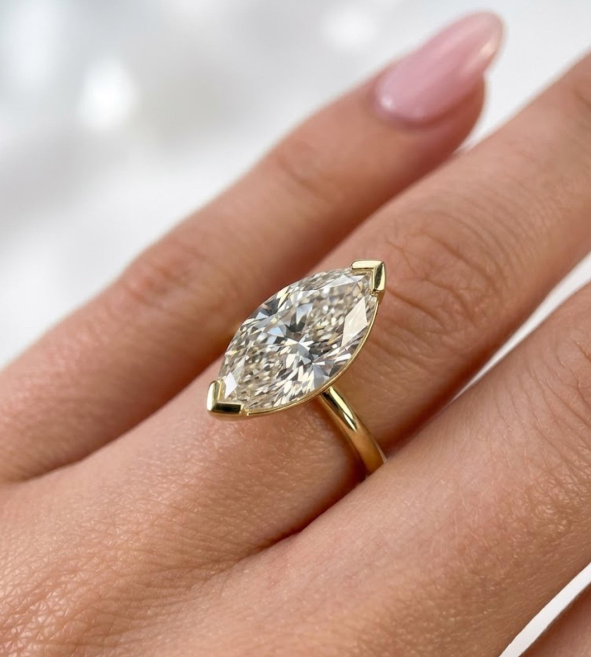 1.00 to 5.00ct Marquise Cut Moissanite Engagement Ring | 14K Gold Solitaire Promise Ring | Delicate Proposal Anniversary Bridal Jewelry