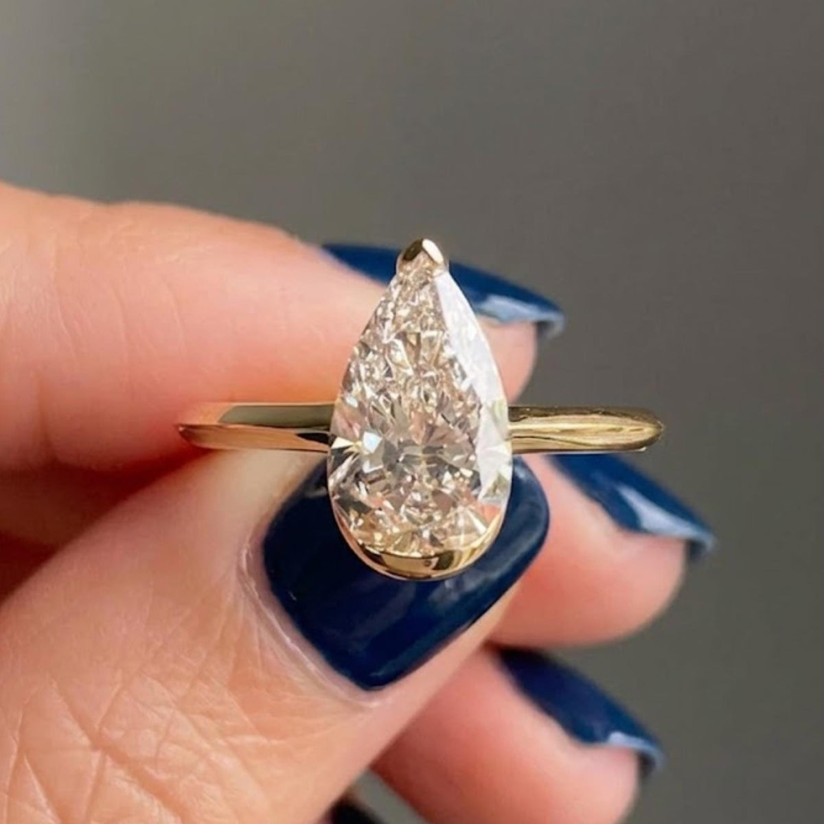 3 Carat Pear Cut Moissanite Ring, D+ VVS1 Solitaire Engagement Ring, Bezel Set Teardrop Ring, 925 Silver / 14K Gold Promise Ring for Women
