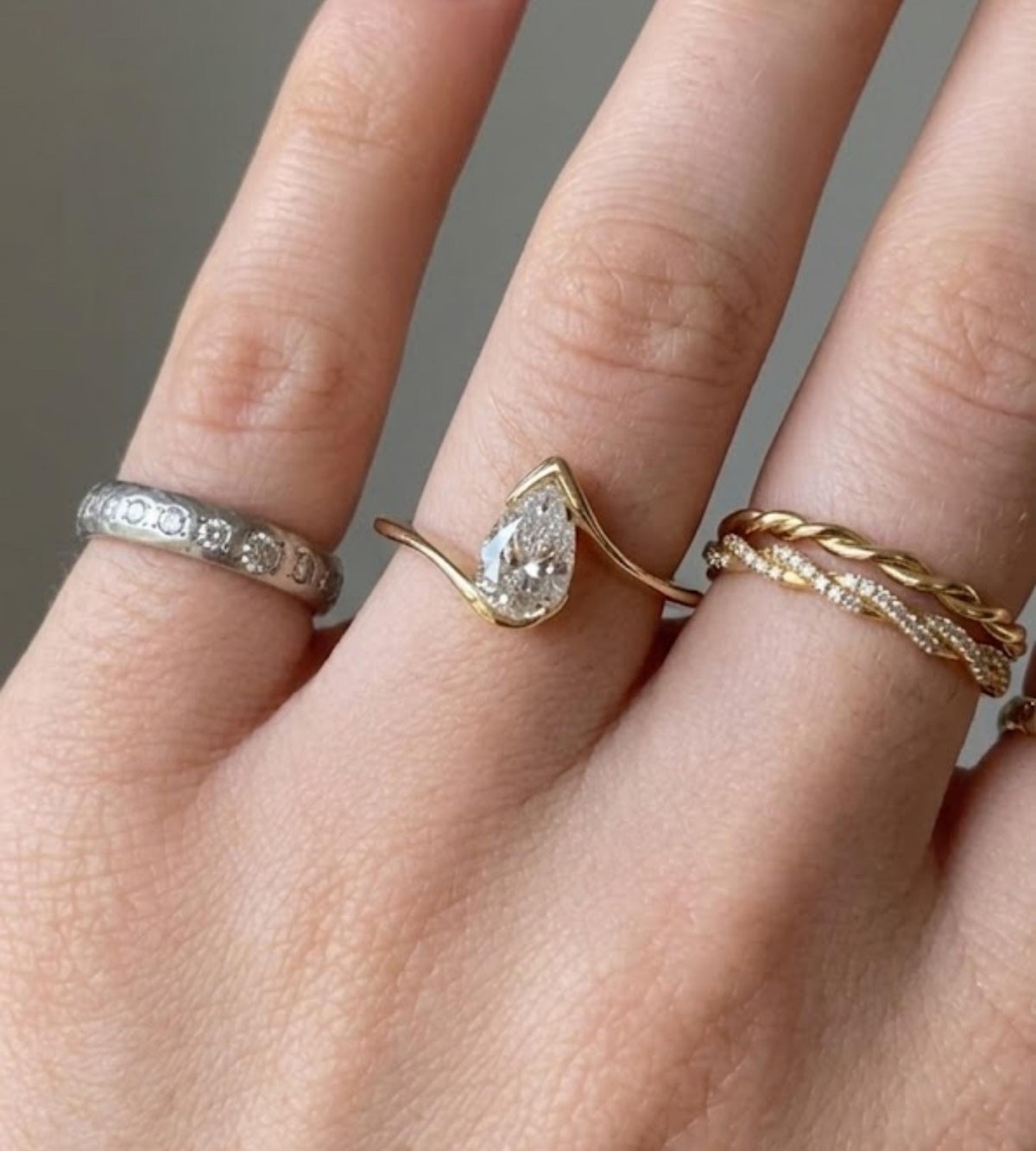 Pear Cut Moissanite Engagement Ring: 14k Solid Gold Solitaire, IGI Lab Diamond Option