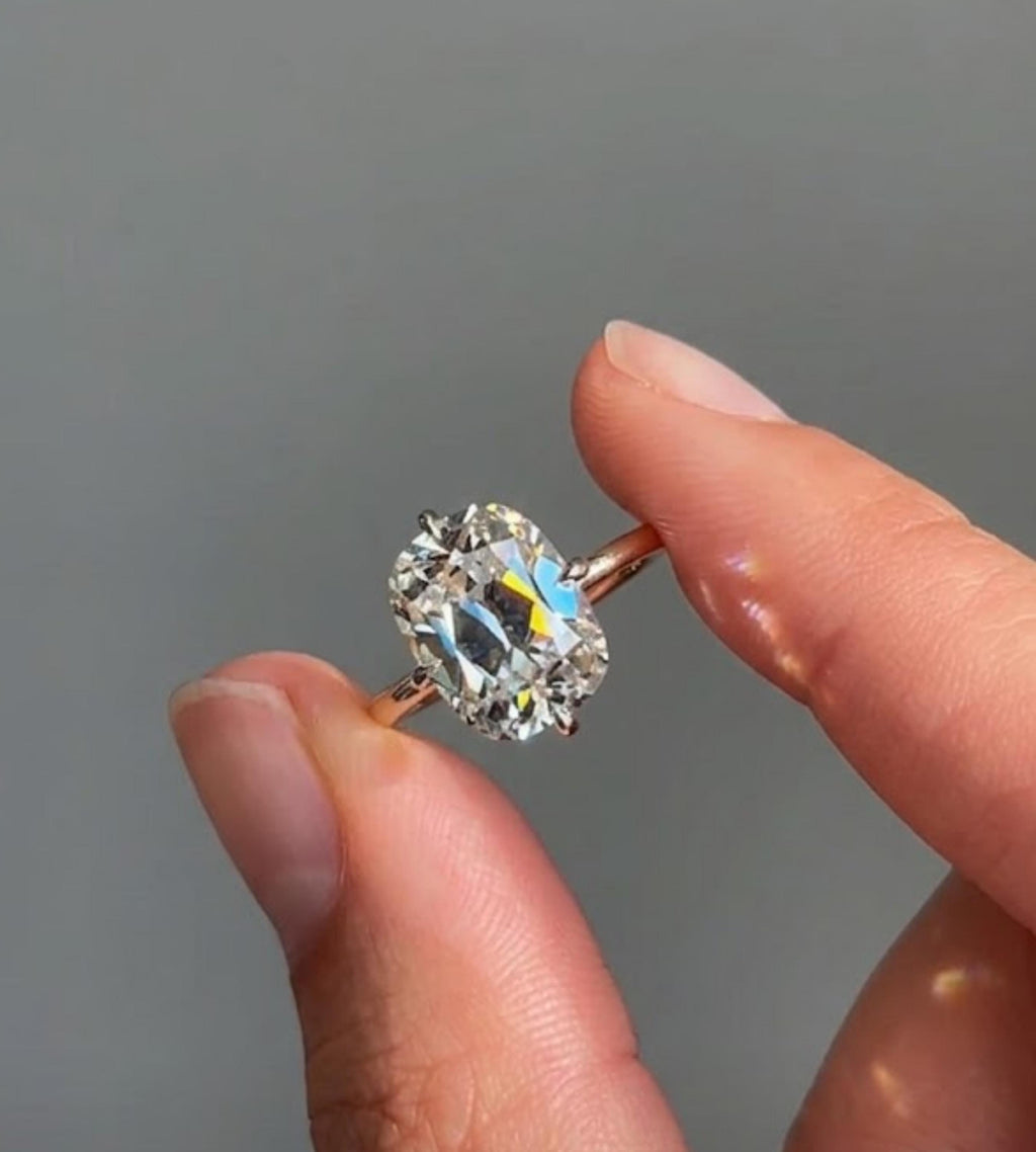 4.30 Carat Elongated Cushion Cut Moissanite Engagement Ring, Vintage Solitaire Ring, Lab Grown Diamond Option, Cushion Ring Gift for Her