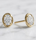 Oval Moissanite Stud Earrings, 14K Gold Sterling Silver | White or Yellow gold