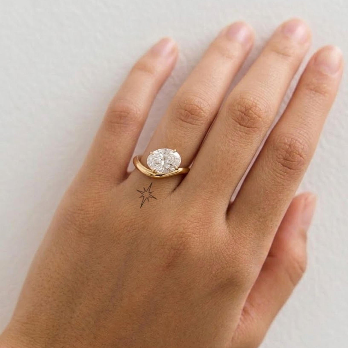 Oval Moissanite East West Pinky Ring, 14K Solid Gold 3.50 CT Oval Cut Solitaire Ring, Unique Dainty Promise Ring, Travel Ring