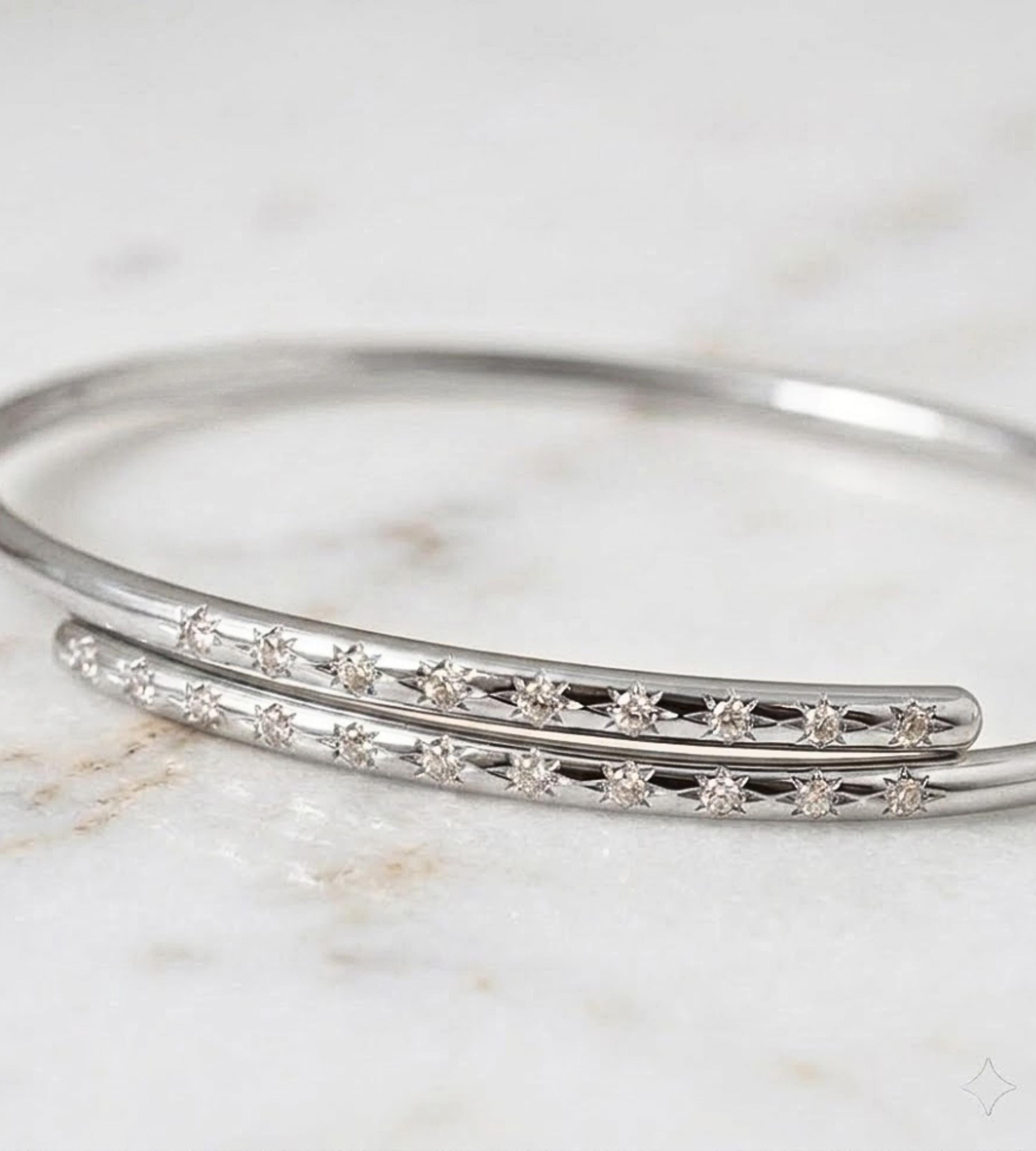 Unique Diamond Bangle Bracelet, 14K Cross Over Bangle, Graduating Diamond Bracelet, Diamond Gold Bracelet Bangle, Ladies Bracelet Bangle