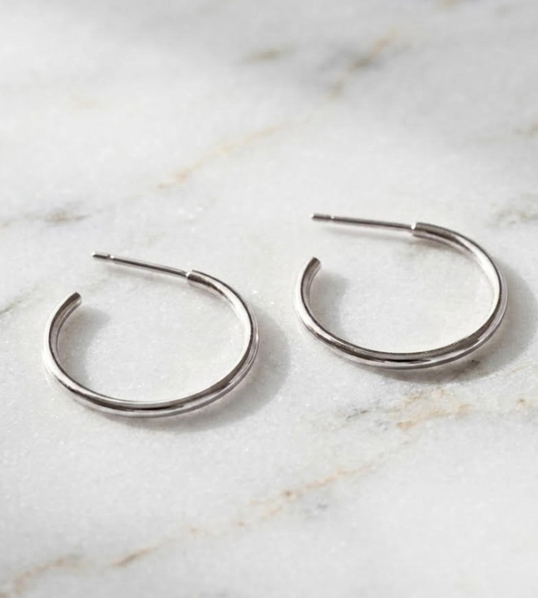 14K Gold Round Hoop Earrings, Solid Yellow Gold Shiny Hoops, Classic Jewelry Handmade with Love, Gift for Her