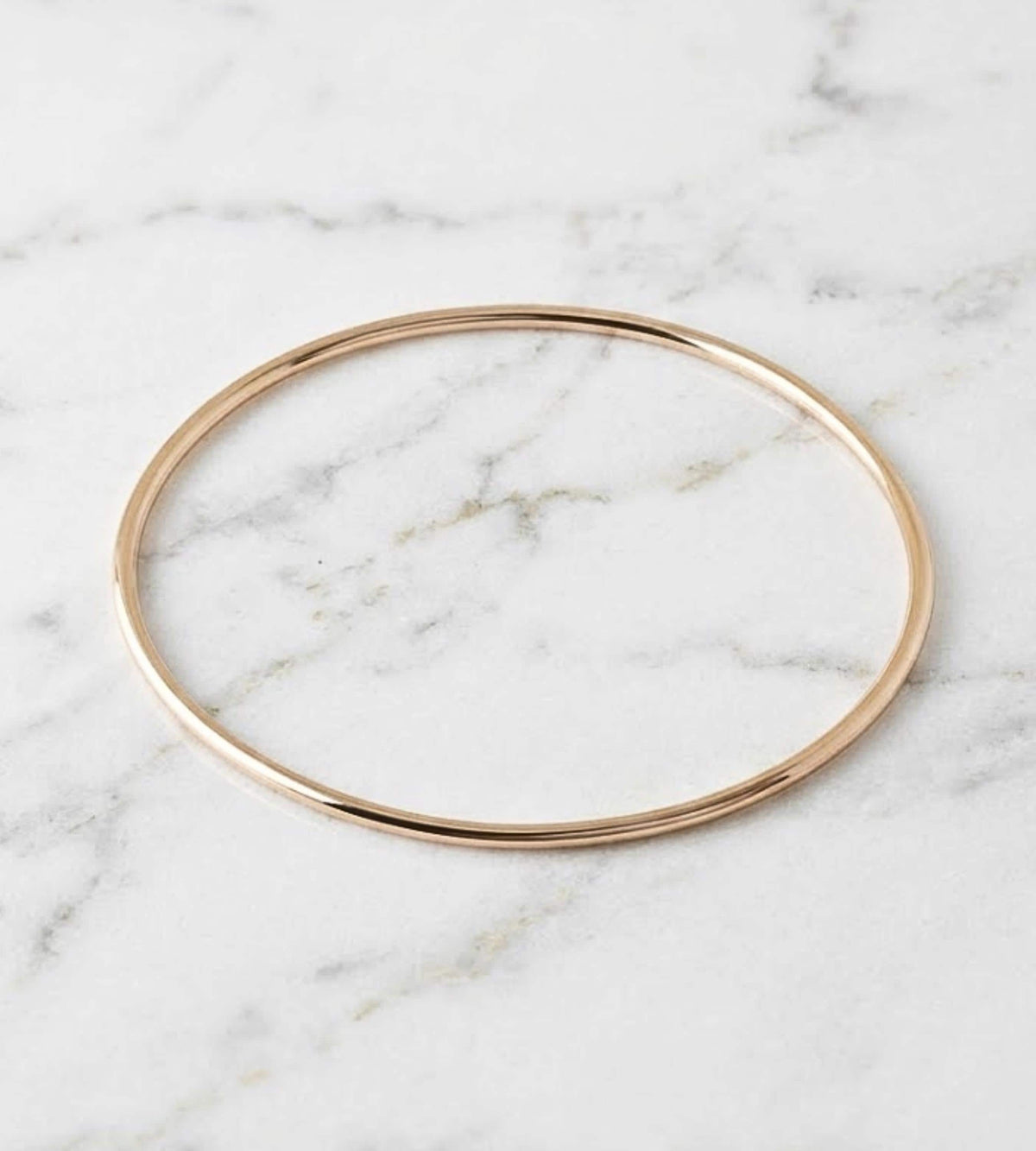 14K Solid Gold Minimal Bangle Bracelet | Thin Stackable Gold Bracelet | Dainty Everyday Jewelry | Simple Classic Gold Wrist Bracelet Gift