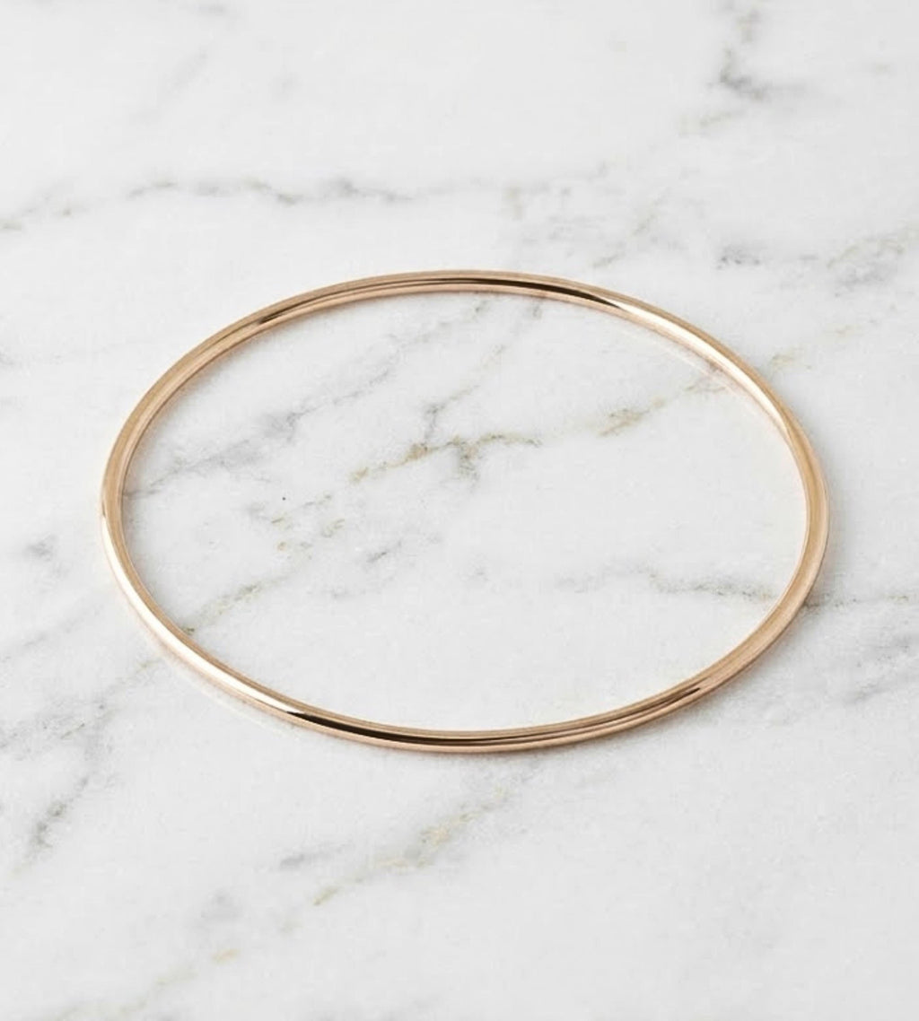 14K Gold Plated Minimal Bangle Bracelet | Thin Stackable Bracelet | Dainty Everyday Jewelry | Simple Classic Silver Wrist Bracelet Gift