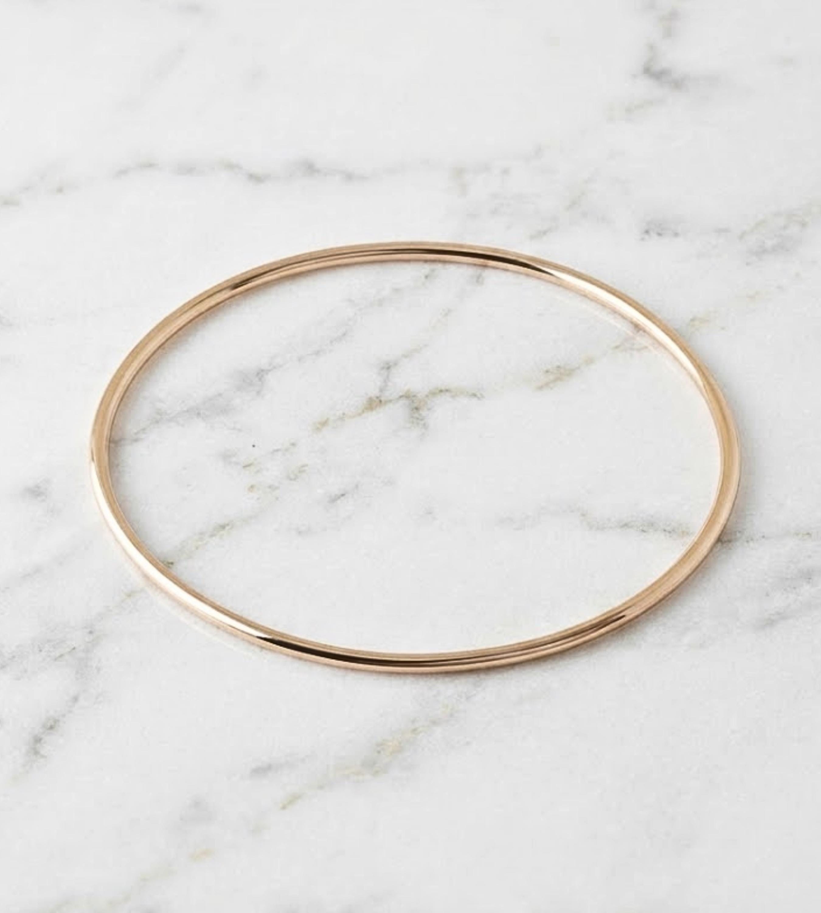 14K Gold Plated Minimal Bangle Bracelet | Thin Stackable Bracelet | Dainty Everyday Jewelry | Simple Classic Silver Wrist Bracelet Gift