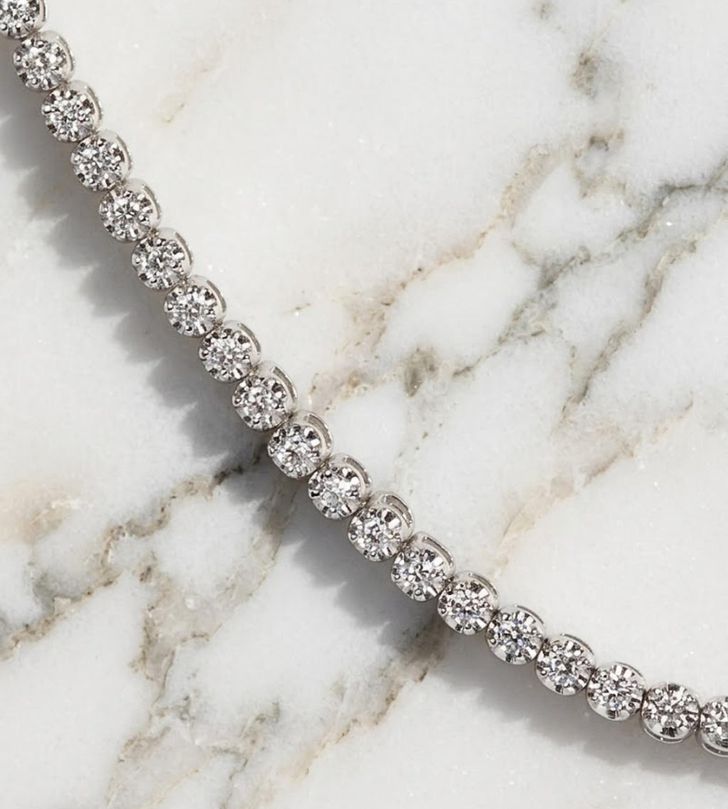 Handmade Round Prong Tennis Necklace, Moissanite Necklace, Bridal Jewelry, Wedding Necklace, Bridal Necklace,Gift for Her, Layering Necklace