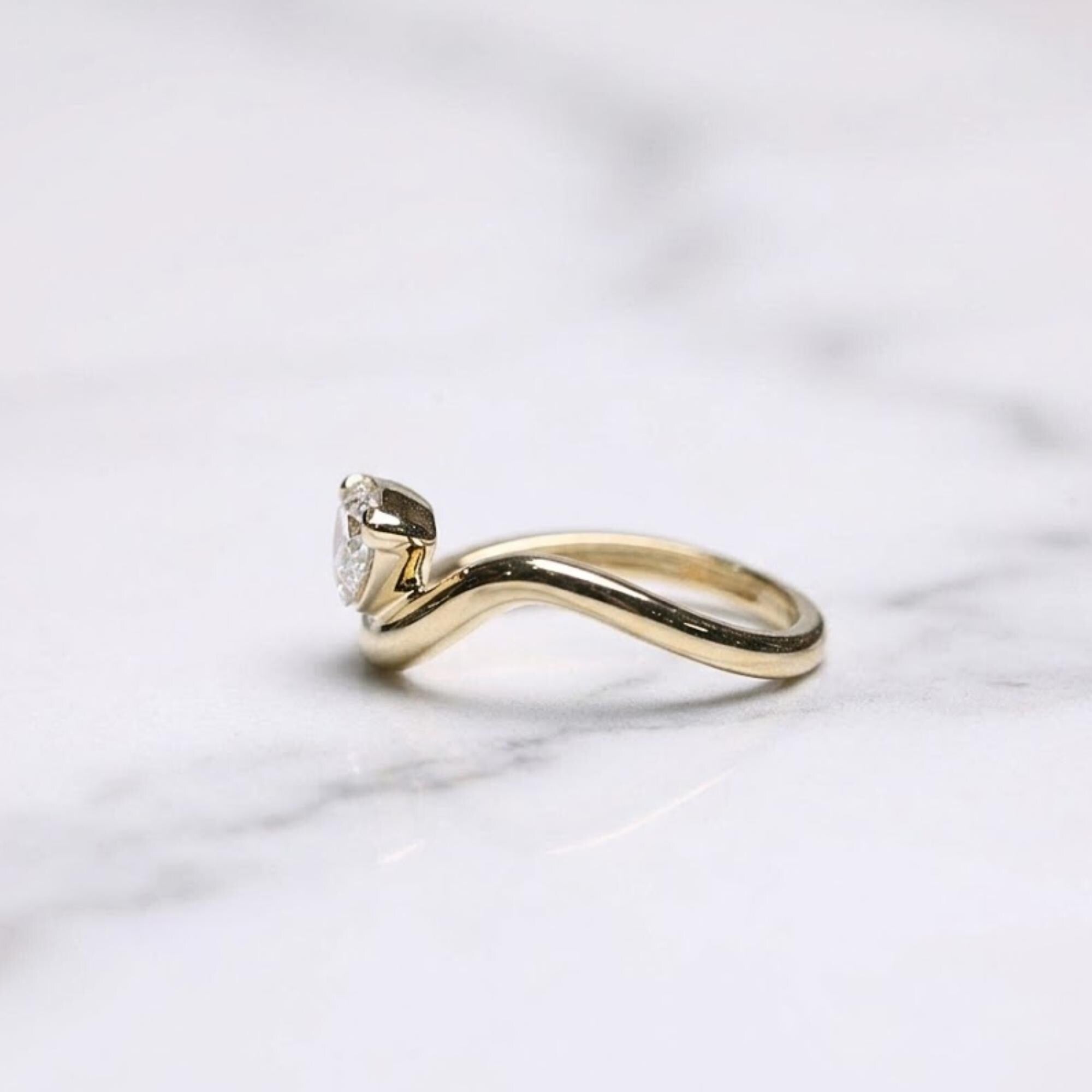Marquise Cut Moissanite Solitaire Engagement Ring, Thick Curved Band Anniversary Ring, East West Set Marquise Ring, Floating Basket Ring