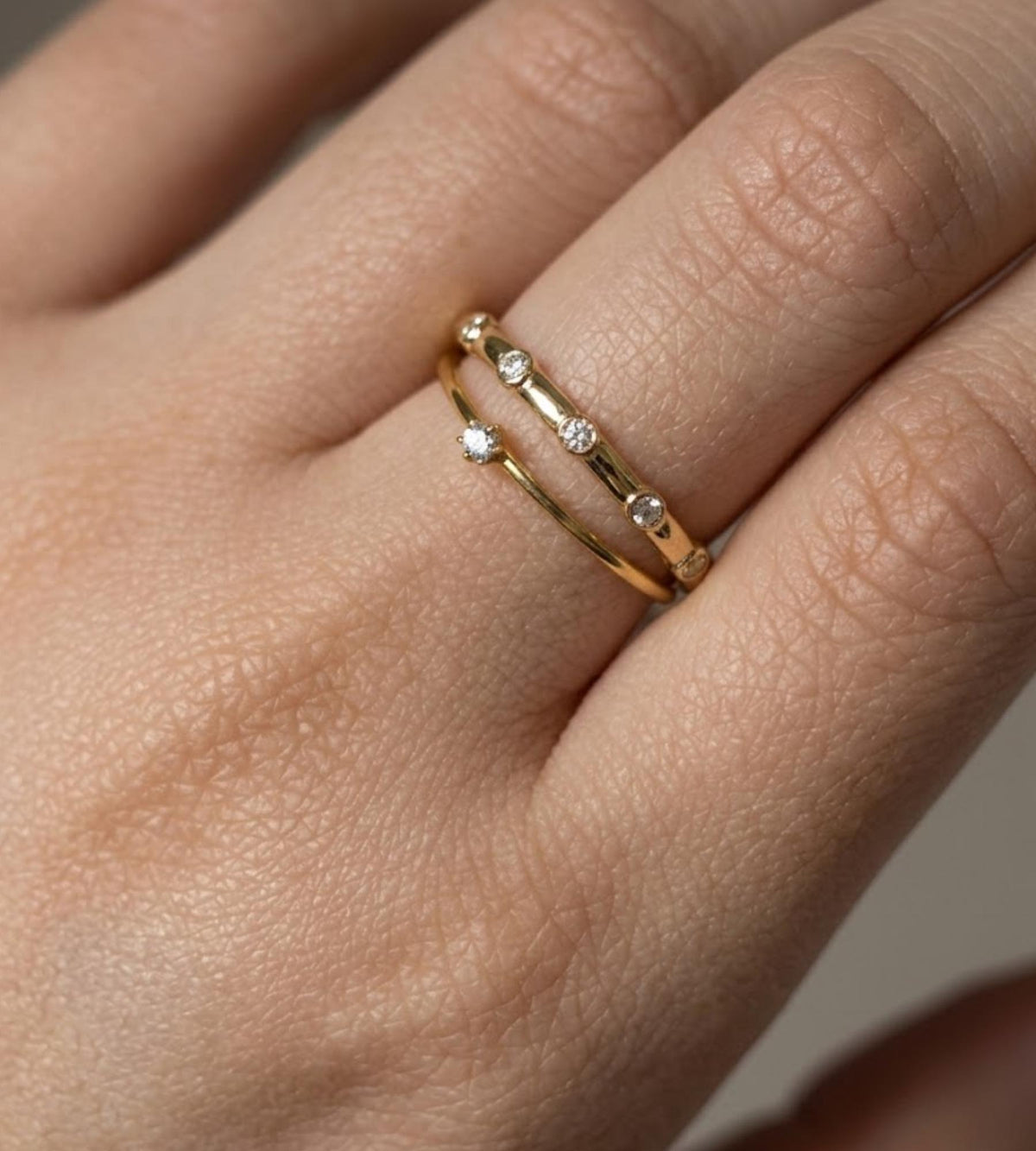 Dainty Stacking Ring, Half Eternity Ring, Gold Ring, Moissanite Ring, Simple Ring, Minimalist Ring, Gift for Her, Sterling Silver Ring
