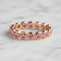 Pink Sapphire Ring / 14k Eternity Pink Sapphire Wedding Ring / Stackable Pink Natural Genuine Pink Sapphire Ring for Women