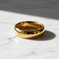 Domed 14k Yellow Gold Plated 925 Silver Ring Mens Wedding Band Ring, 6 mm, Yellow gold band all Sizes Comfort Fit Shiny Polished