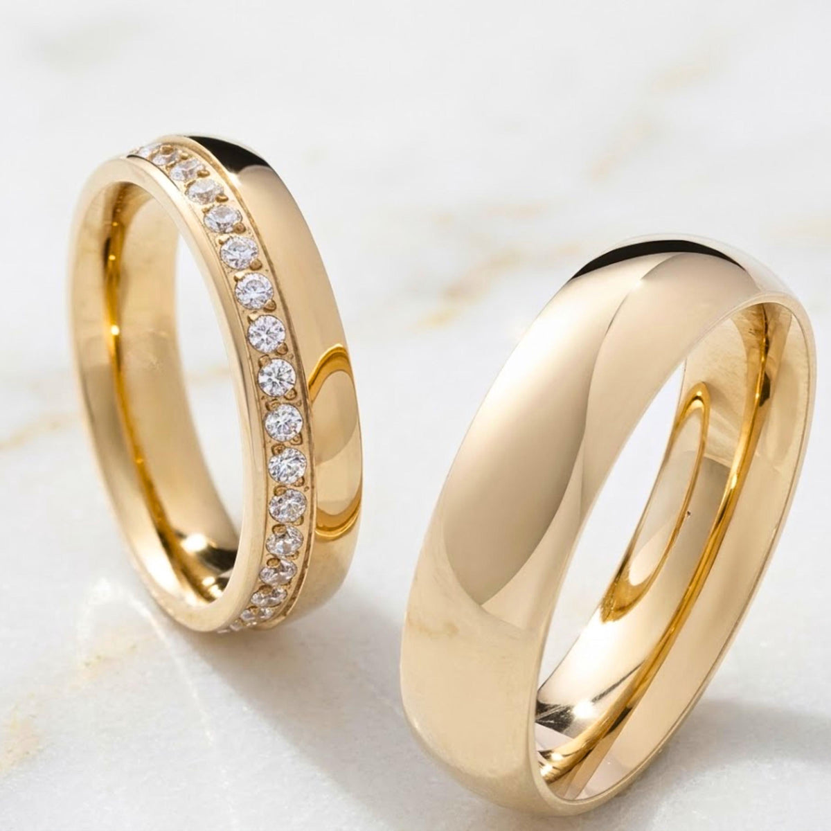 Matching Couple Rings • wedding band set • Personalized Promise Rings • Engravable Inside • his and hers wedding bands
