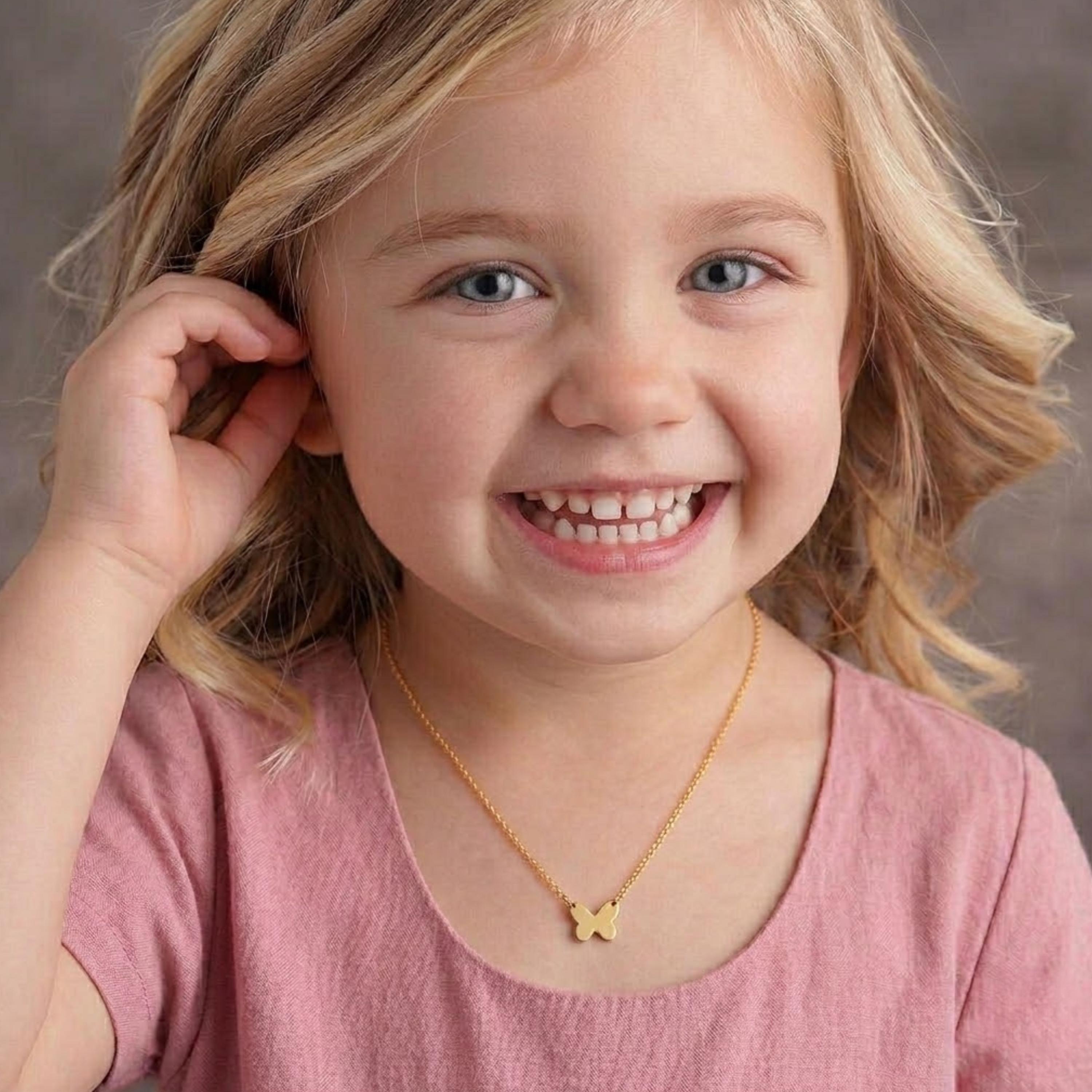 14K Solid Yellow Gold Children's Necklace: 14" Baby Girl Chain