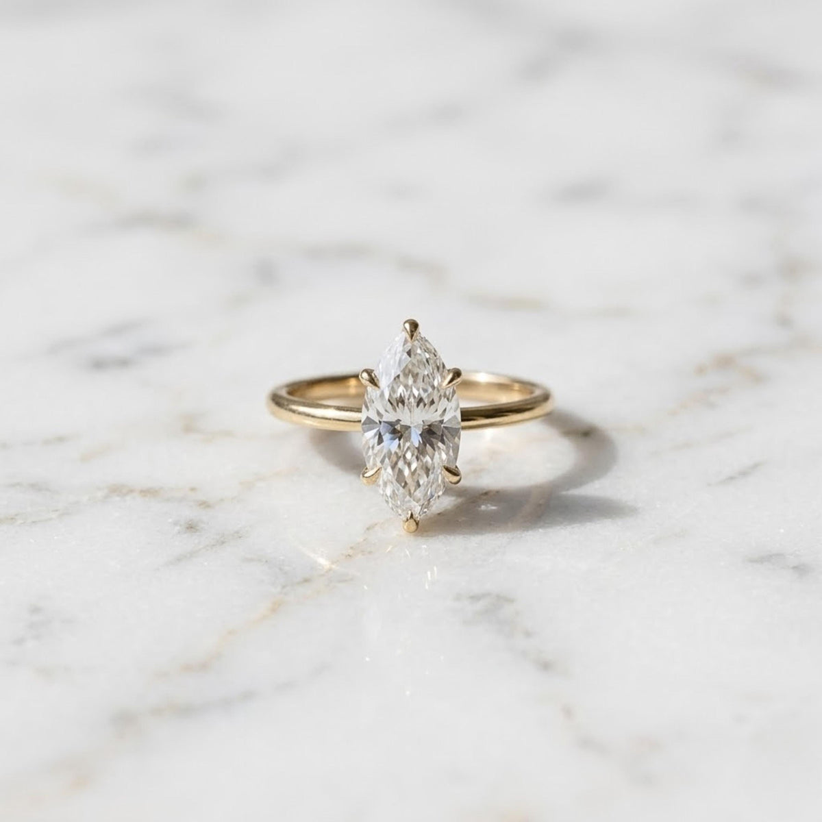 1.00ct to 3.0ct Marquise Cut Moissanite Engagement Ring | 14K Gold Solitaire Promise Ring | Delicate Proposal Anniversary Bridal Jewelry