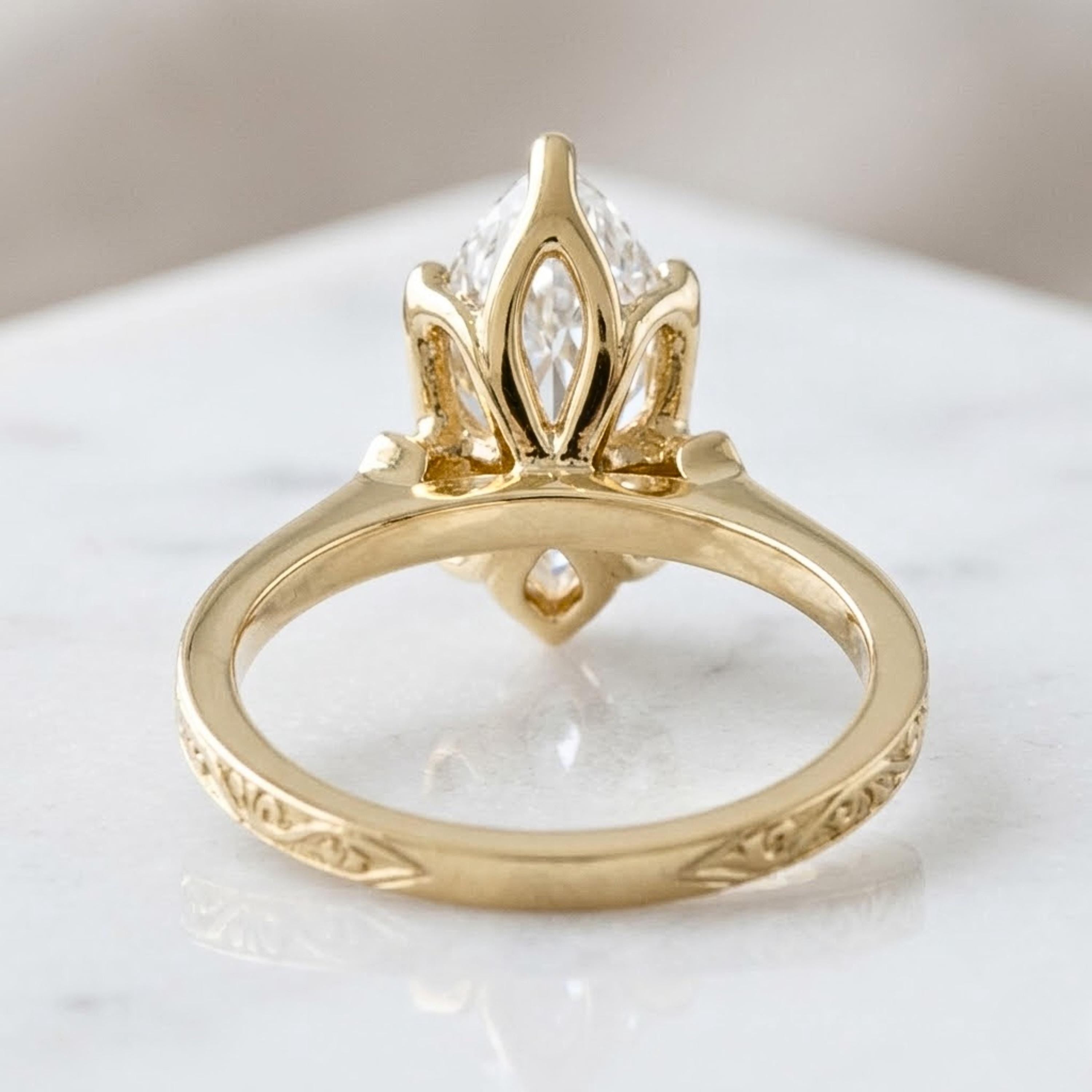 Marquise Diamond Engagement Ring Genuine Moissanite Diamond Anniversary Ring Unique Proposal Ring for Her Six Claw Prong Setting Ring Gift
