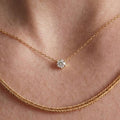 Lab Grown Diamond, 14K Gold Attached Diamond Solitaire Necklace, Beautiful White Diamonds