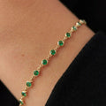 Emerald Bracelet / 14k Gold Bezel Set Emerald Tennis Bracelet/ Multi stone Emerald Layering Bracelet / Birthday Gift