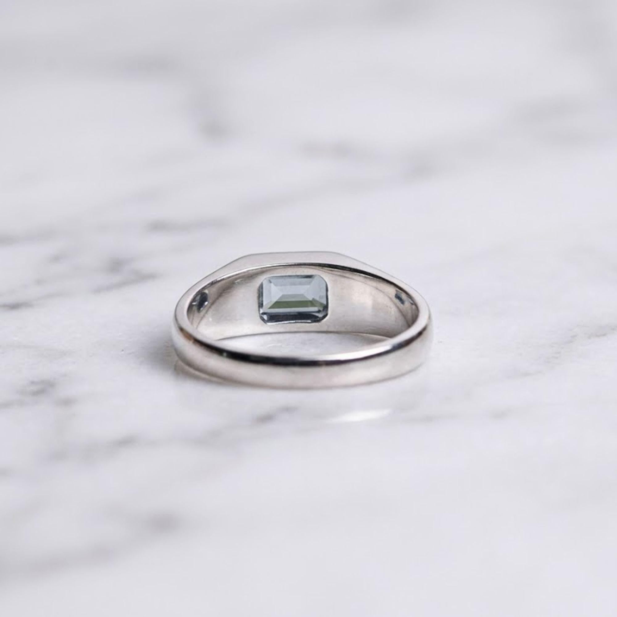Emerald Cut Blue Sapphire Mens Teal Sapphire Mens Wedding Band Diamond Moon Star Inner Engraved Band Anniversary Gift For Him