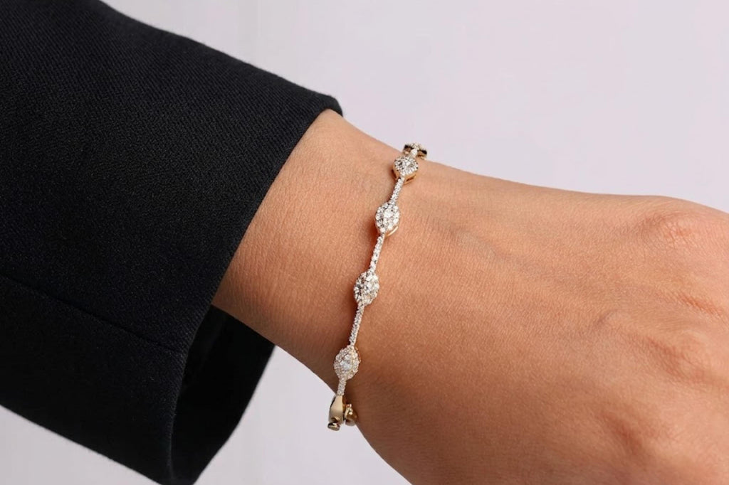 14k Round Diamond Bangle Bracelet 0.84 ctw, Stackable Diamond Bracelet, Last Minute Gift, Vintage Bracelet, Gold Bracelet