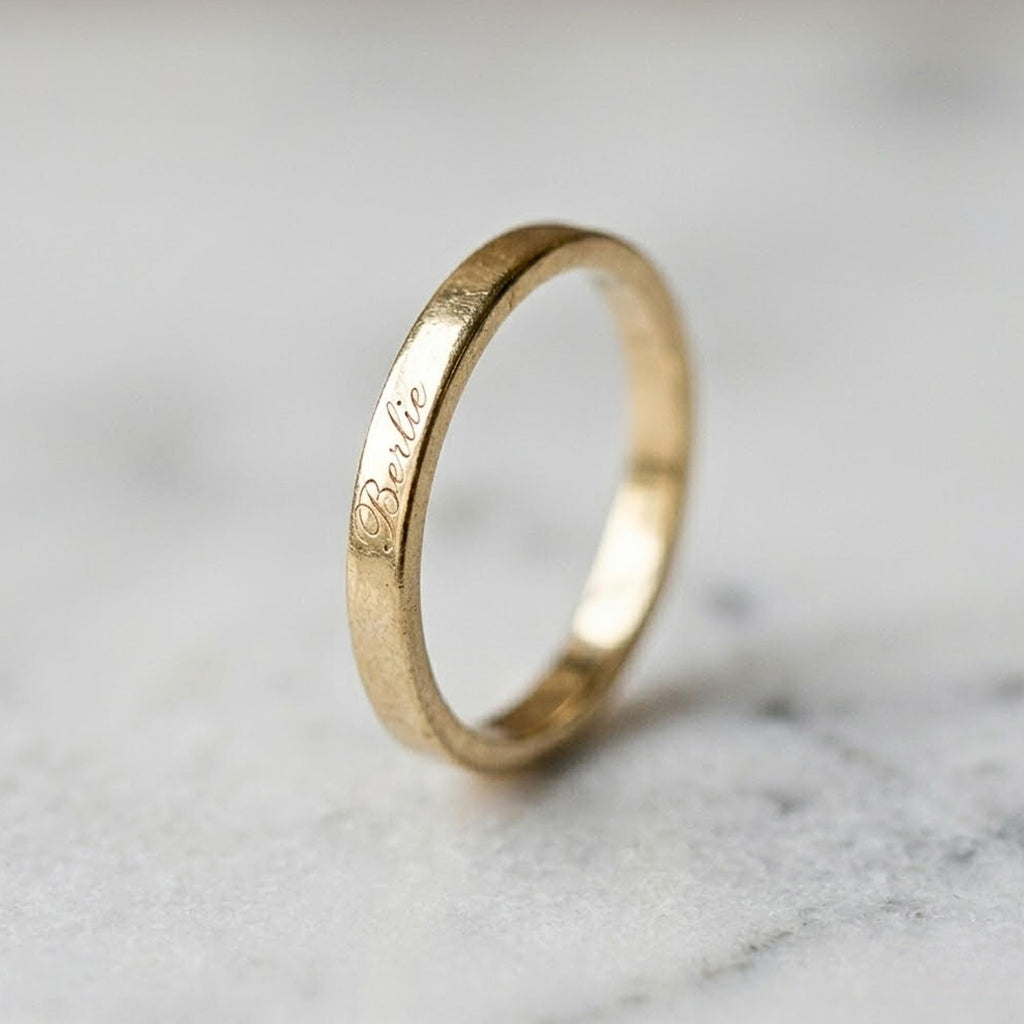 Custom Thin Band Name Ring , Engraved Personalized Ring , Minimal Stacking Ring , Mother’s Day Gift for Mom