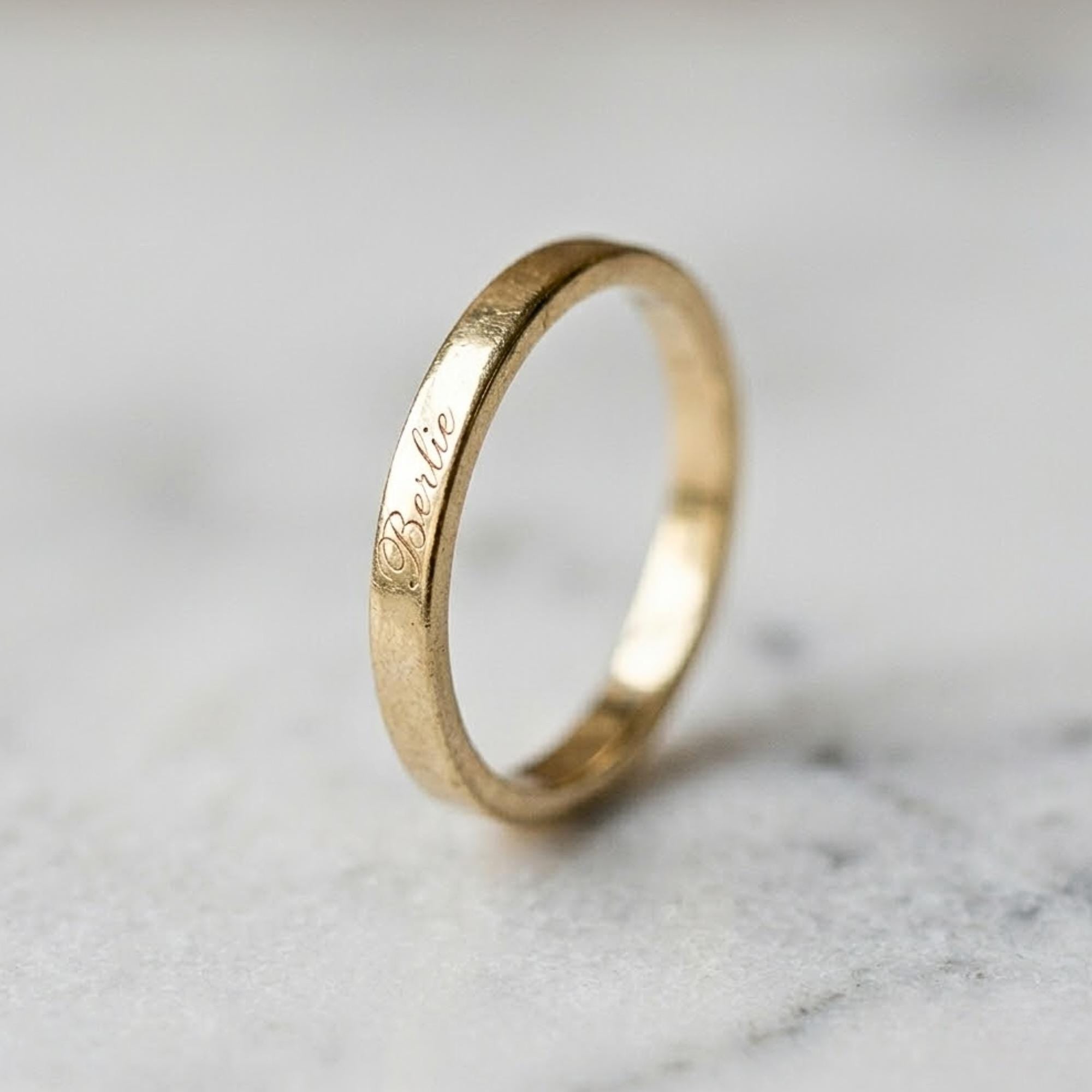 Custom Thin Band Name Ring , Engraved Personalized Ring , Minimal Stacking Ring , Mother’s Day Gift for Mom