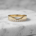 Moissanite Pave Wedding Band: 14k Gold Half Eternity Ring