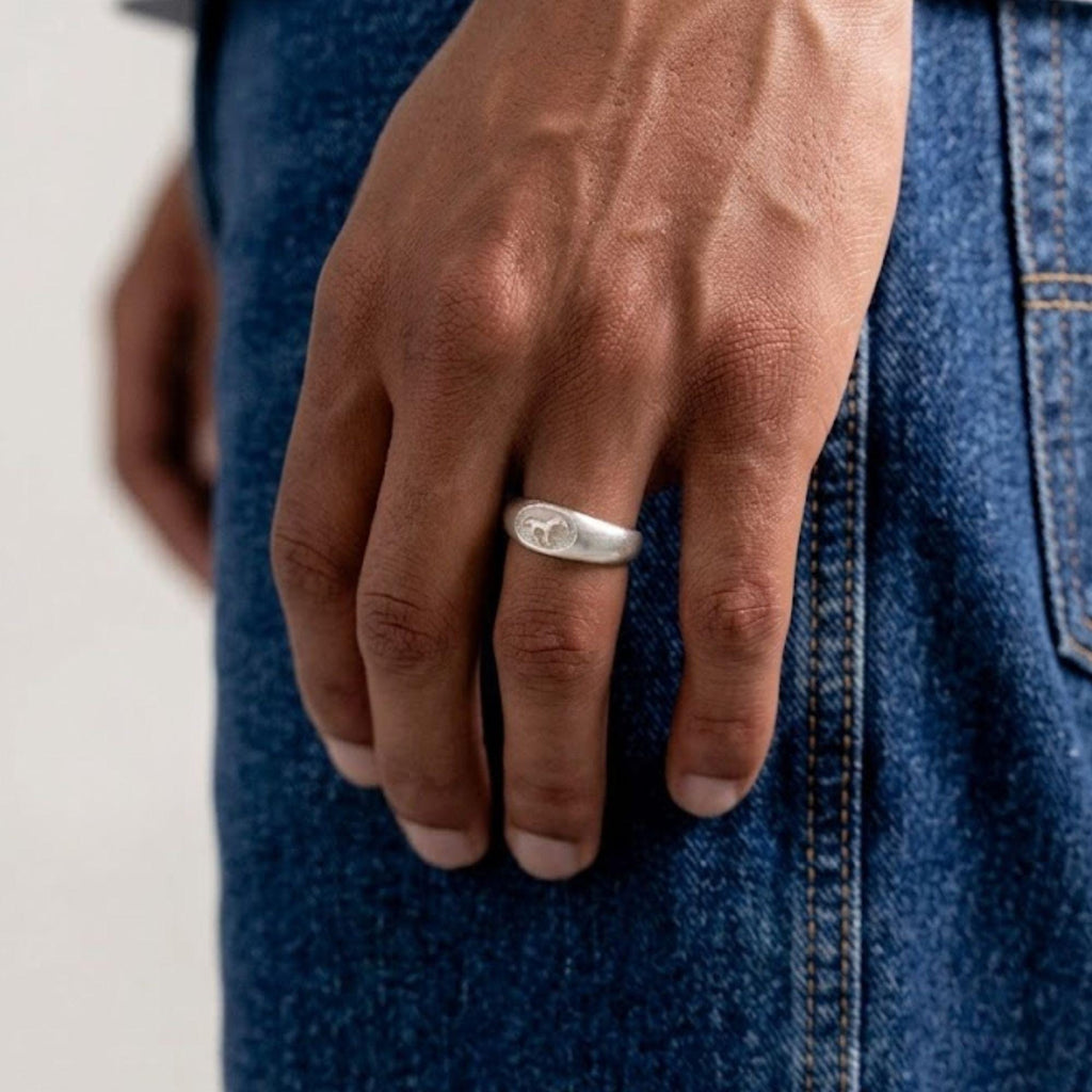 Engraved Stallion Ring, 925 Sterling Silver Horse Signet, Unisex