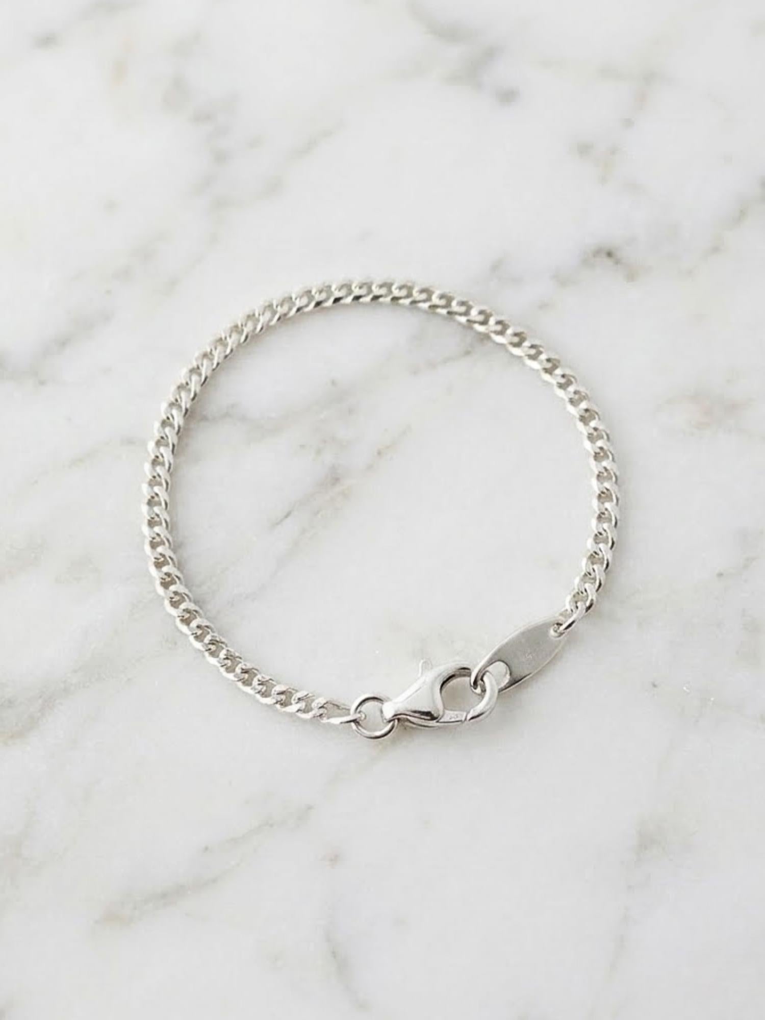 925 Sterling Silver Curb Chain Bracelet, Thick Silver Bracelet 4 mm, Silver Cuban Bracelet