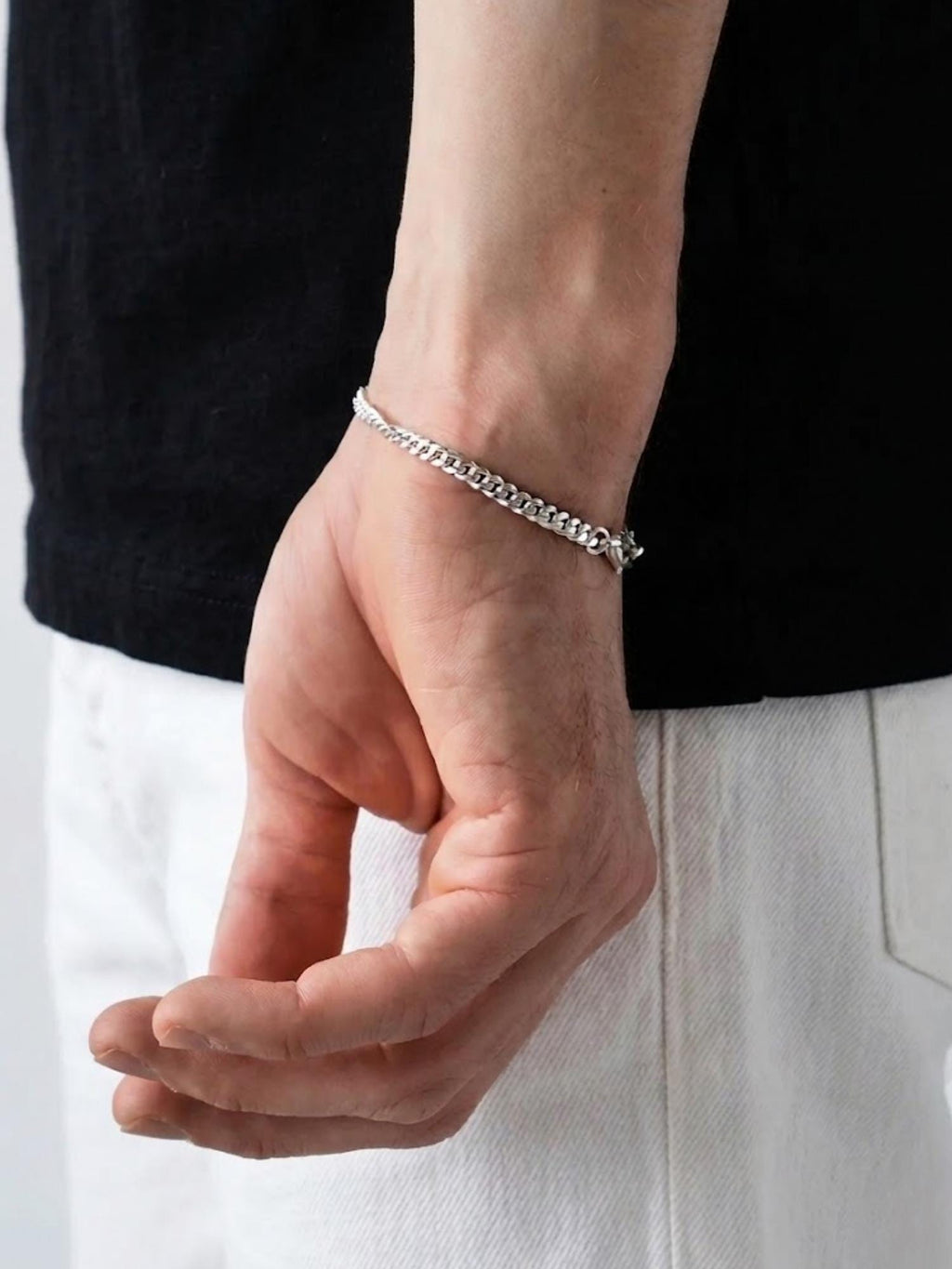 925 Sterling Silver Curb Chain Bracelet, Thick Silver Bracelet 4 mm, Silver Cuban Bracelet