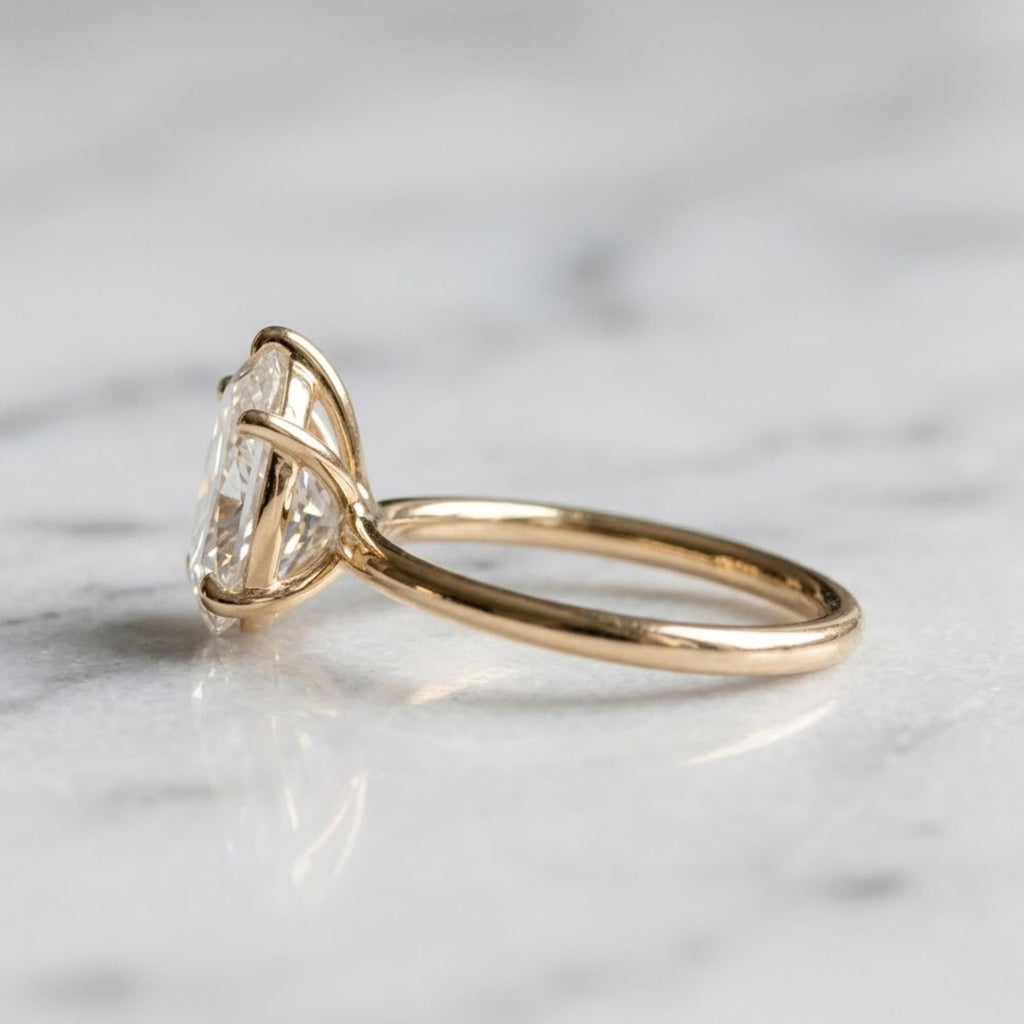 Pear Cut Moissanite Engagement Ring | 14K Solid Gold Solitaire Ring | Dainty Proposal Ring | Anniversary Gift for Her | Wedding Ring