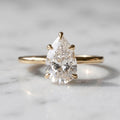 Pear Cut Moissanite Engagement Ring | 14K Solid Gold Solitaire Ring | Dainty Proposal Ring | Anniversary Gift for Her | Wedding Ring