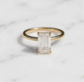 3 CT Emerald Cut Moissanite Ring, Dainty Solitaire Engagement Ring, 14K Gold Minimal Ring, Anniversary Gift for Her