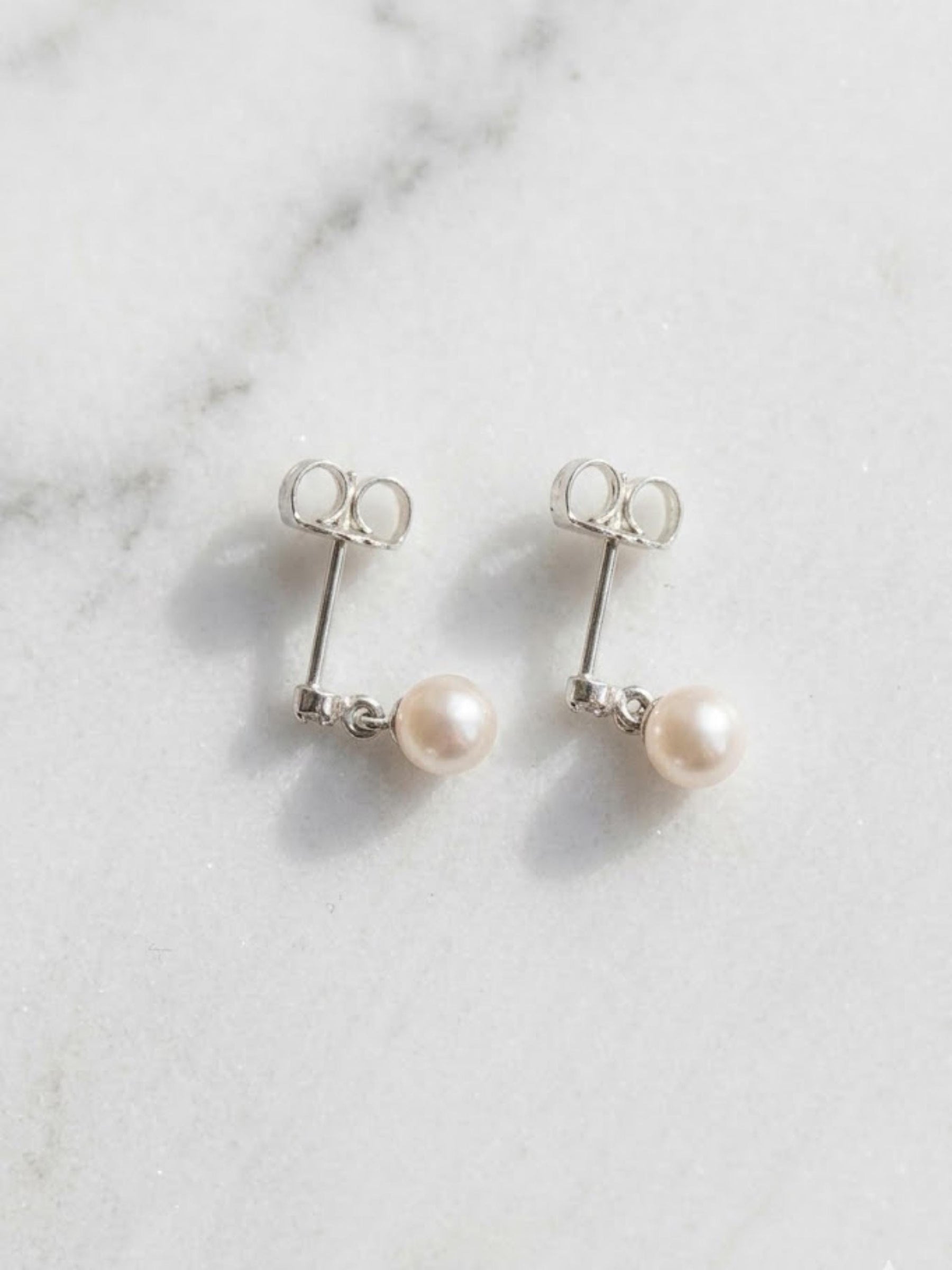 Freshwater Pearl Earrings, Moissanite Pearl Stud Earrings, Pearl Dangle Earrings, Gold Stud Earrings, Wedding Earrings, Bridal Earrings