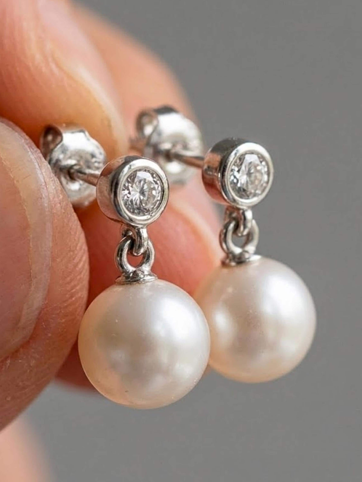 Sterling Silver Pearl Stud Earrings, Pearl Drop Moissanite Stud Earrings, Wedding Earrings, Bridal Earrings, Engagement Earrings
