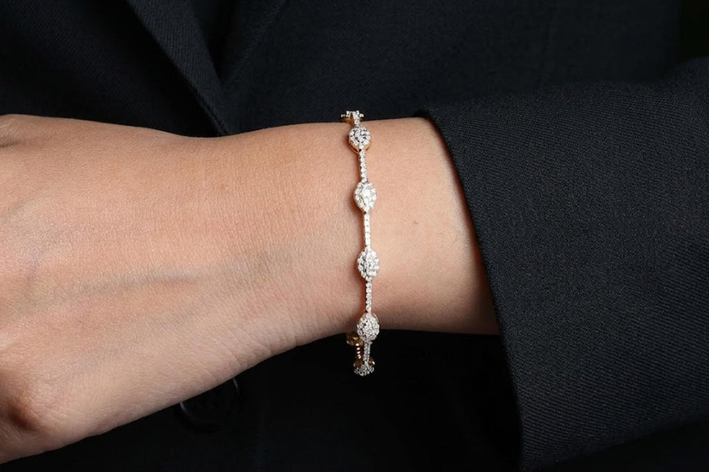 14k Round Moissanite Bangle Bracelet 0.84 ctw, Stackable Moissanite Bracelet, Last Minute Gift, Vintage Bracelet, Gold Bracelet