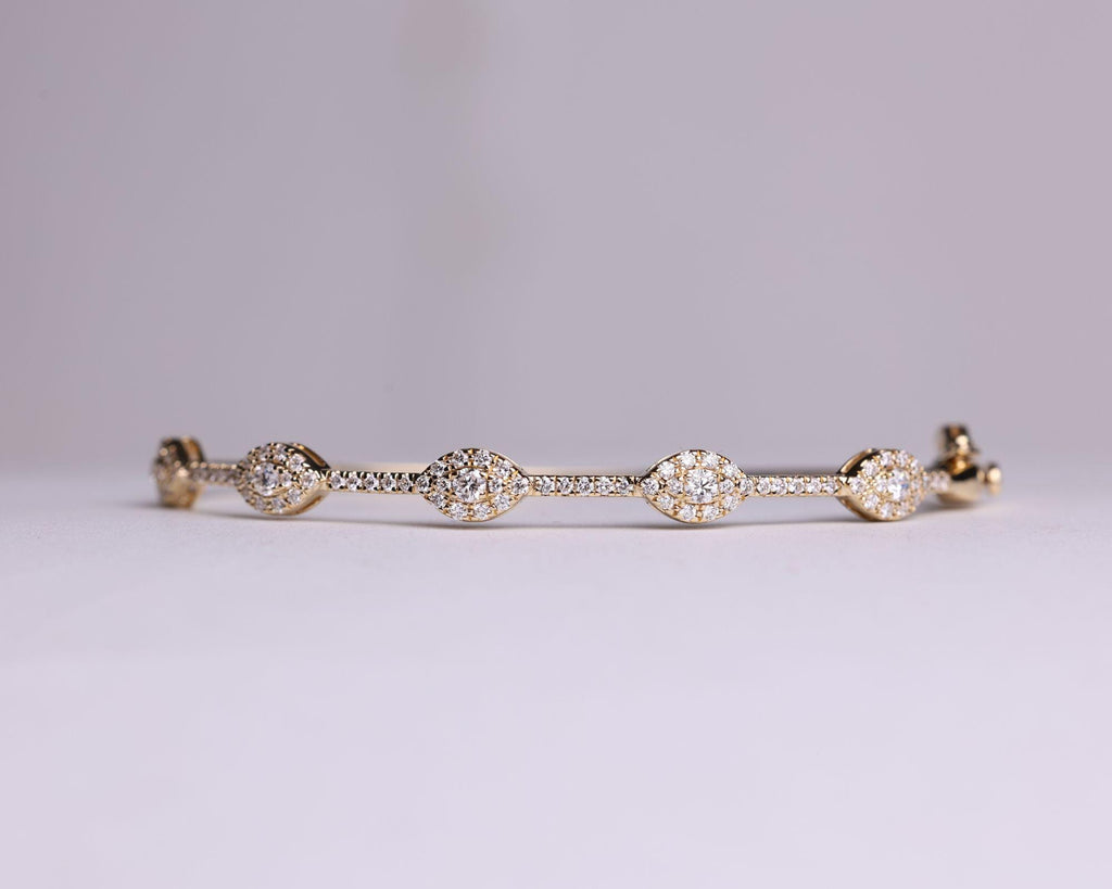 14k Round Moissanite Bangle Bracelet 0.84 ctw, Stackable Moissanite Bracelet, Last Minute Gift, Vintage Bracelet, Gold Bracelet