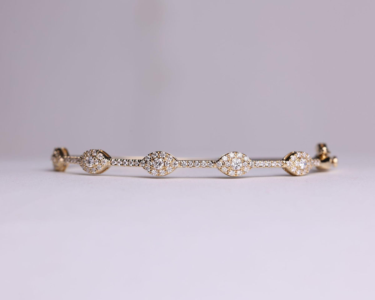 14k Round Moissanite Bangle Bracelet 0.84 ctw, Stackable Moissanite Bracelet, Last Minute Gift, Vintage Bracelet, Gold Bracelet