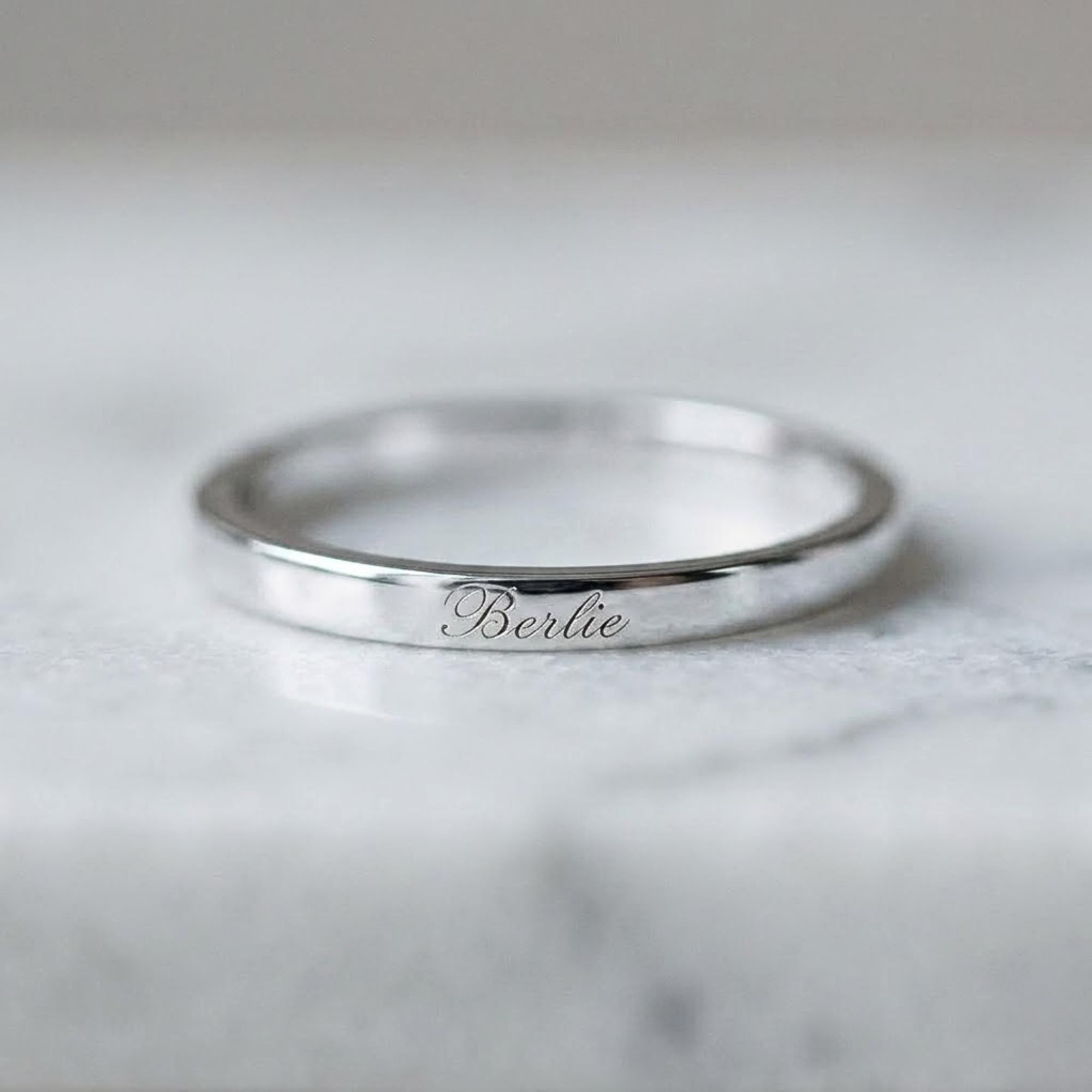 Custom Thin Band Name Ring , Engraved Personalized Ring , Minimal Stacking Ring , Mother’s Day Gift for Mom