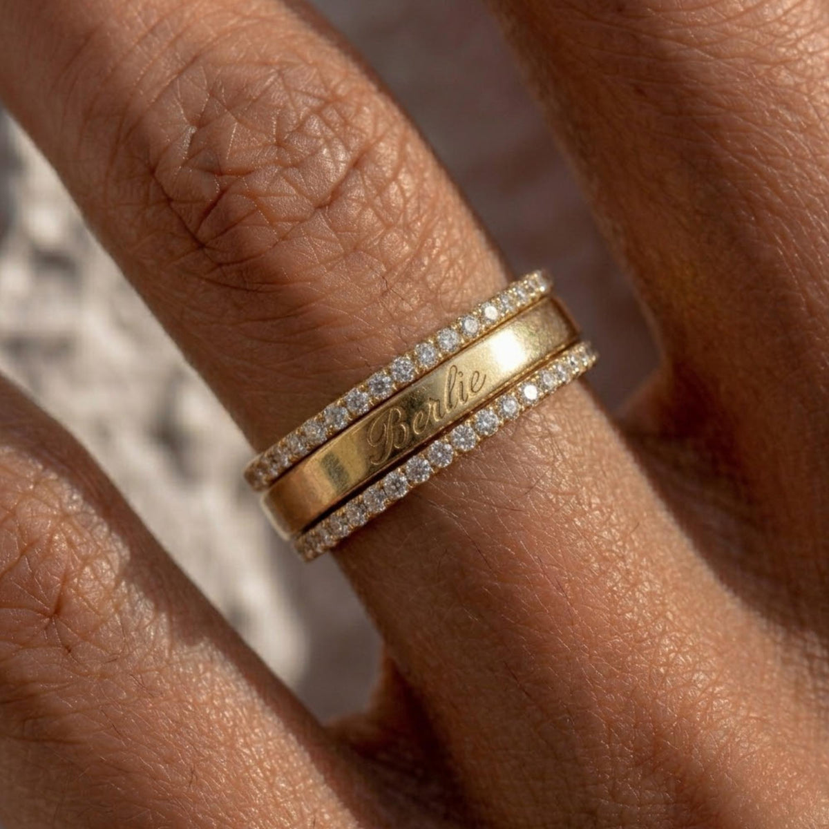 Custom Thin Band Name Ring , Engraved Personalized Ring , Minimal Stacking Ring , Mother’s Day Gift for Mom