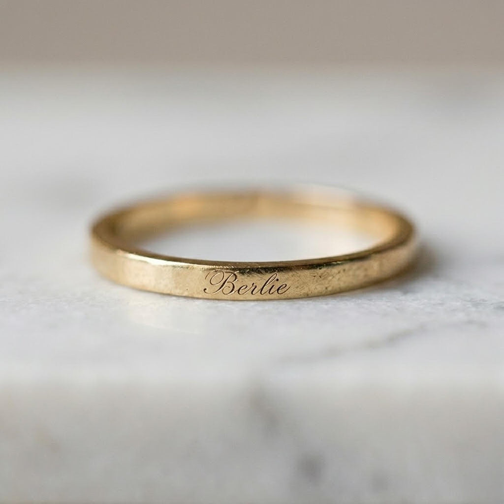 Custom Thin Band Name Ring , Engraved Personalized Ring , Minimal Stacking Ring , Mother’s Day Gift for Mom