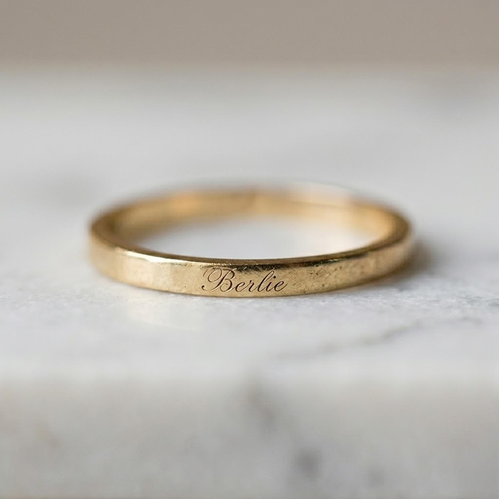 Custom Thin Band Name Ring , Engraved Personalized Ring , Minimal Stacking Ring , Mother’s Day Gift for Mom