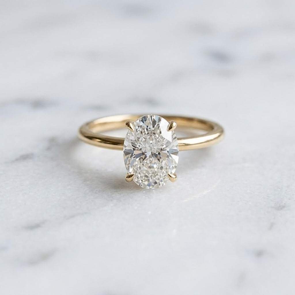 Oval Engagement Ring in 14k Solid Gold / 1.00 CT Moissanite Engagement Rings / 4-Prong Solitaire Moissanite Ring / Gold Promise Ring