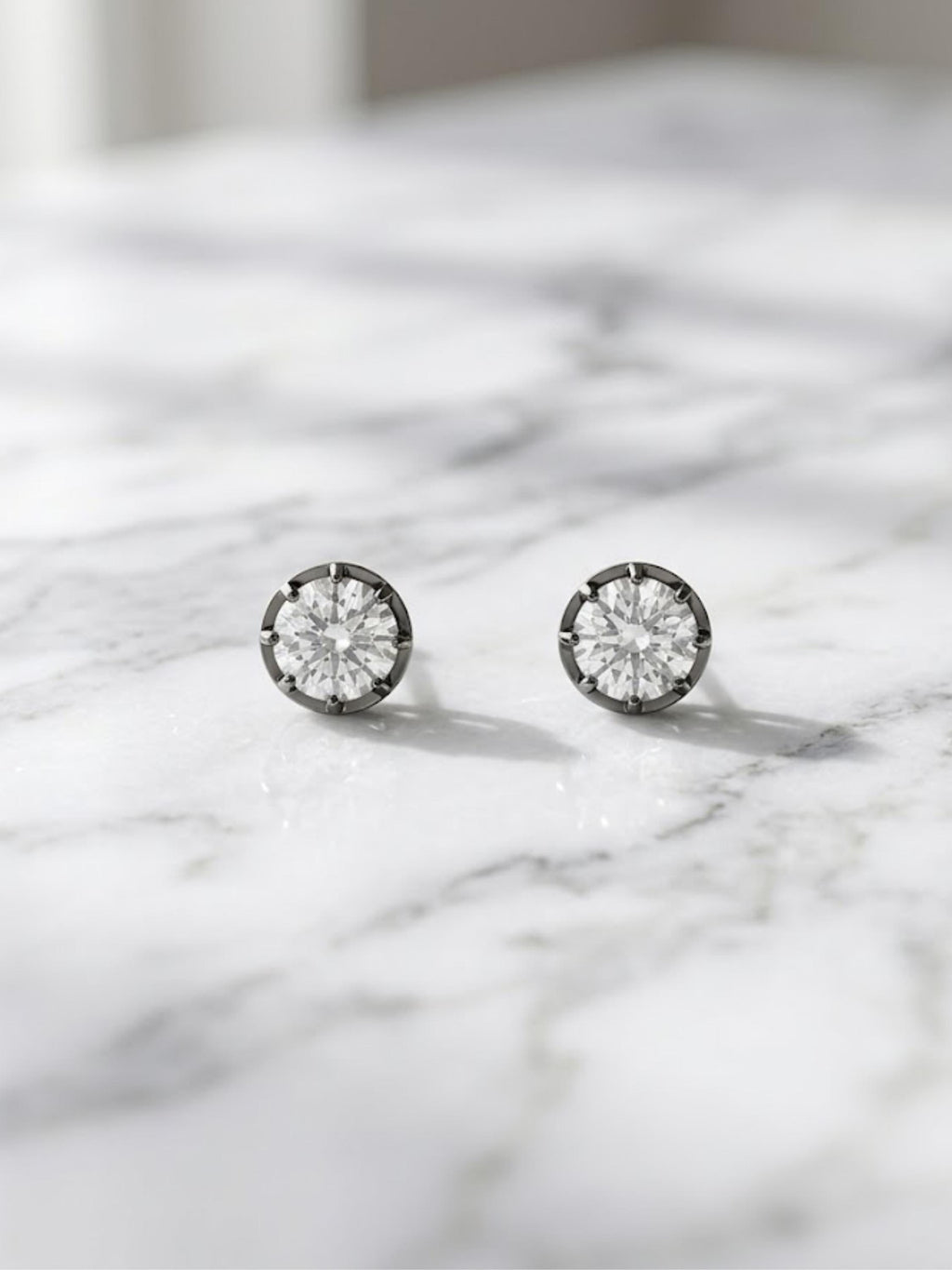 VVS1 Moissanite Stud Earrings, 925 Silver or Solid Gold, Push Back, Anniversary Gift