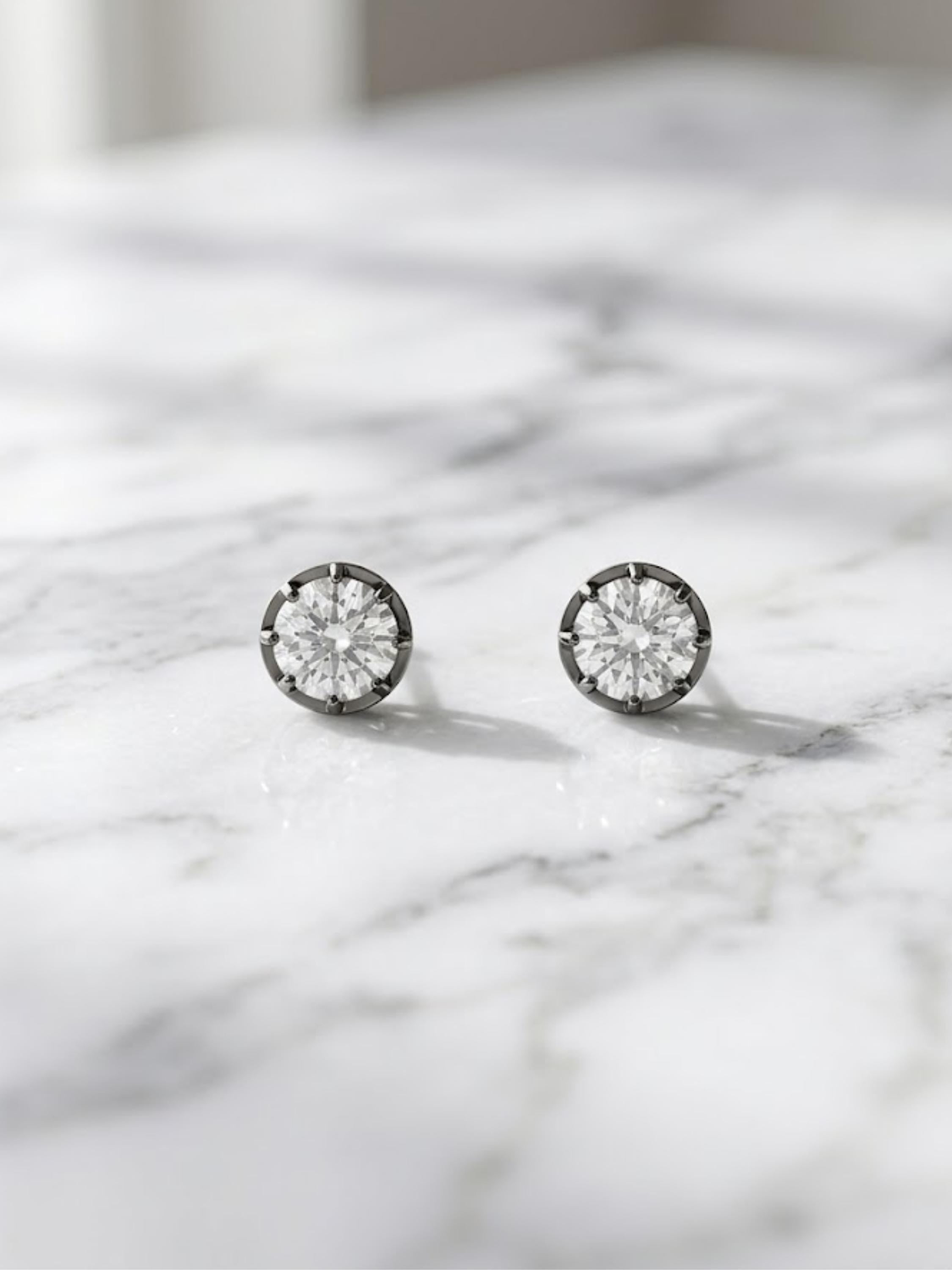 VVS1 Moissanite Stud Earrings, 925 Silver or Solid Gold, Push Back, Anniversary Gift