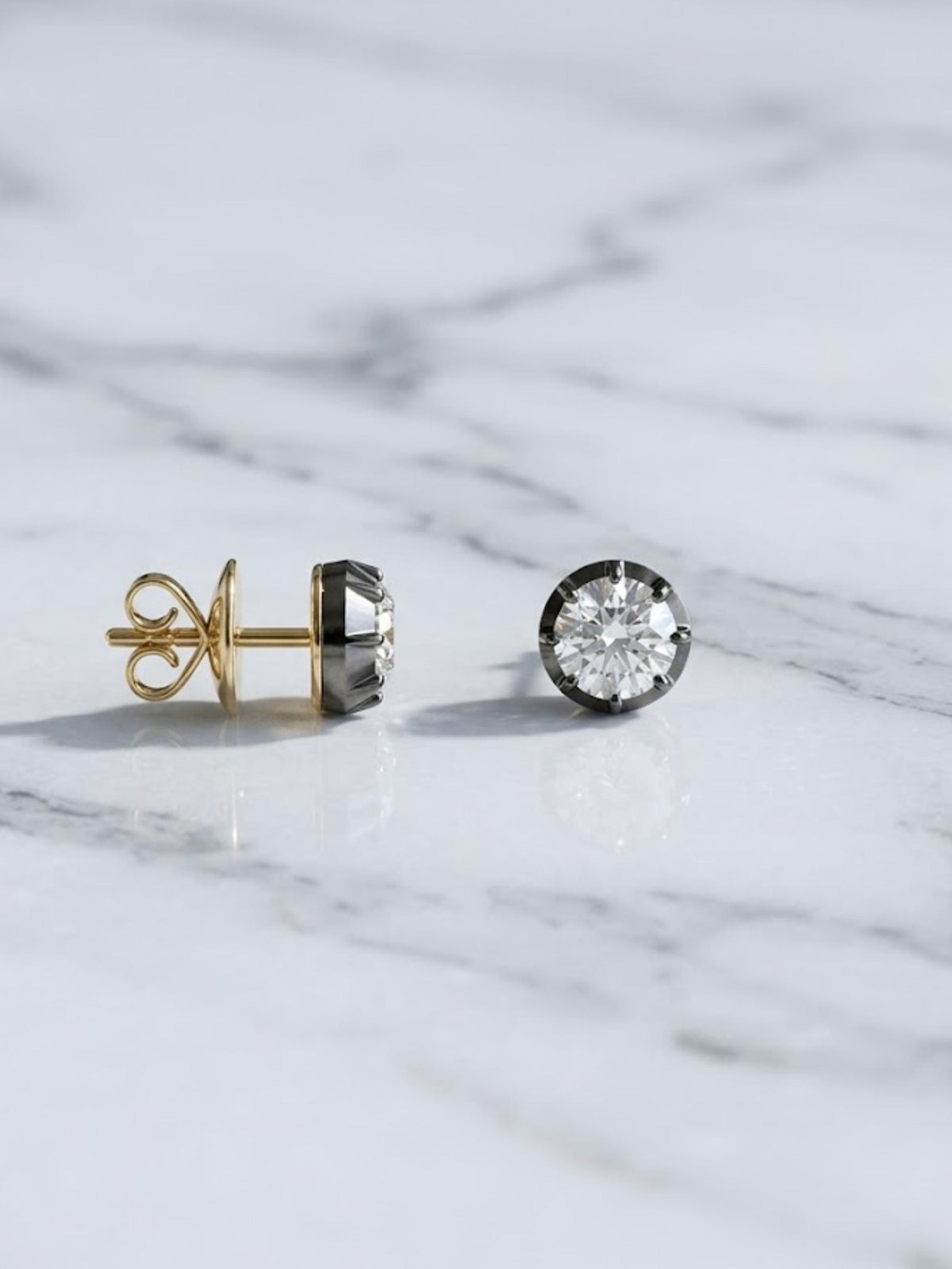 VVS1 Moissanite Stud Earrings, 925 Silver or Solid Gold, Push Back, Anniversary Gift