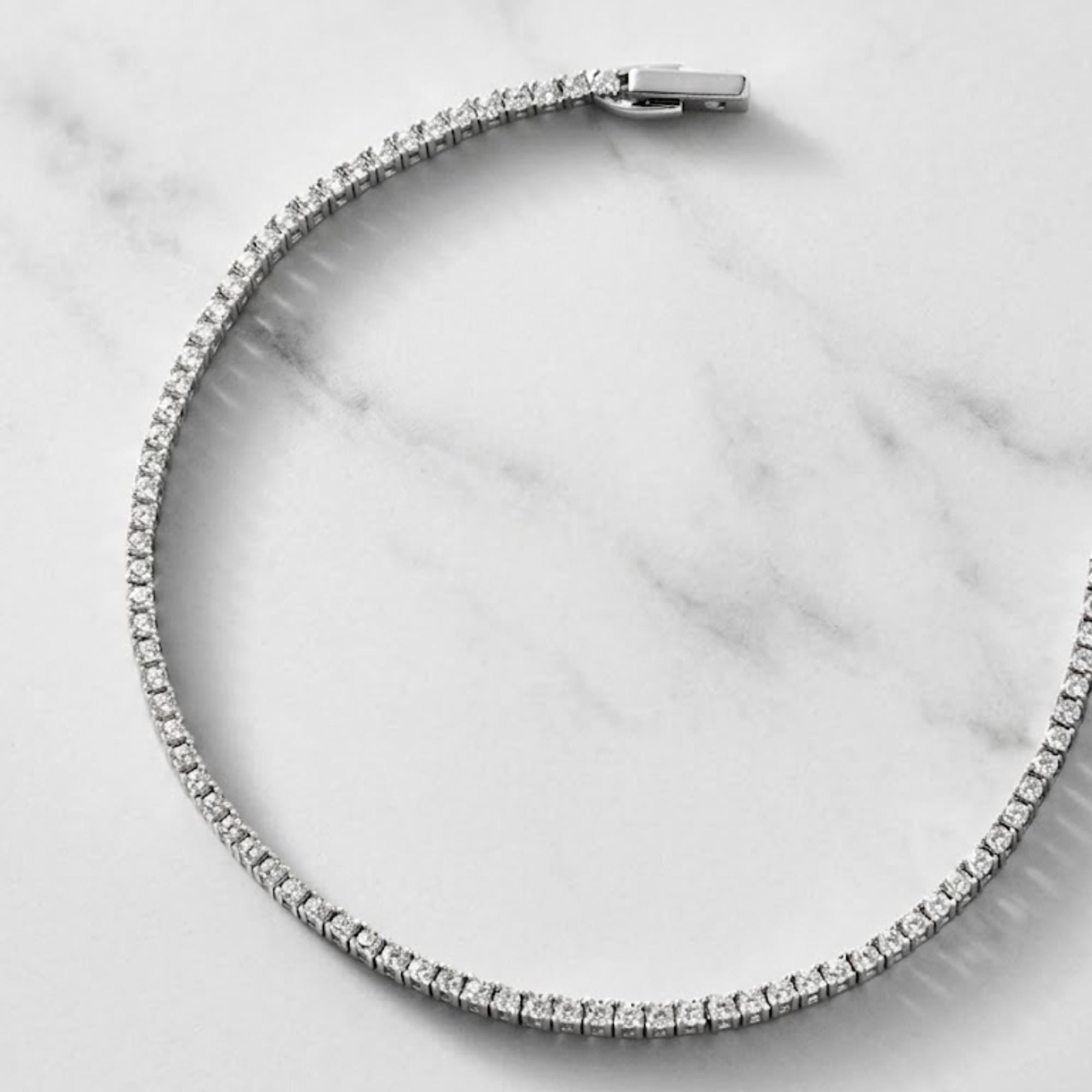 Handmade Tennis Bracelet, 14K Gold Tennis Bracelet, Moissanite Tennis Bracelet, Dainty Bracelet, Moissanite Bracelet, Gift for Her, Bracelet
